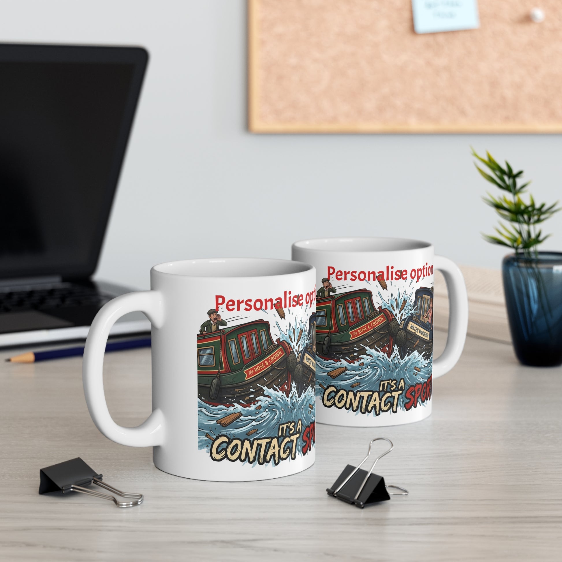 Contact Sport Mug — Humorous Narrowboat Collision Coffee Cup (Customizable) Printify