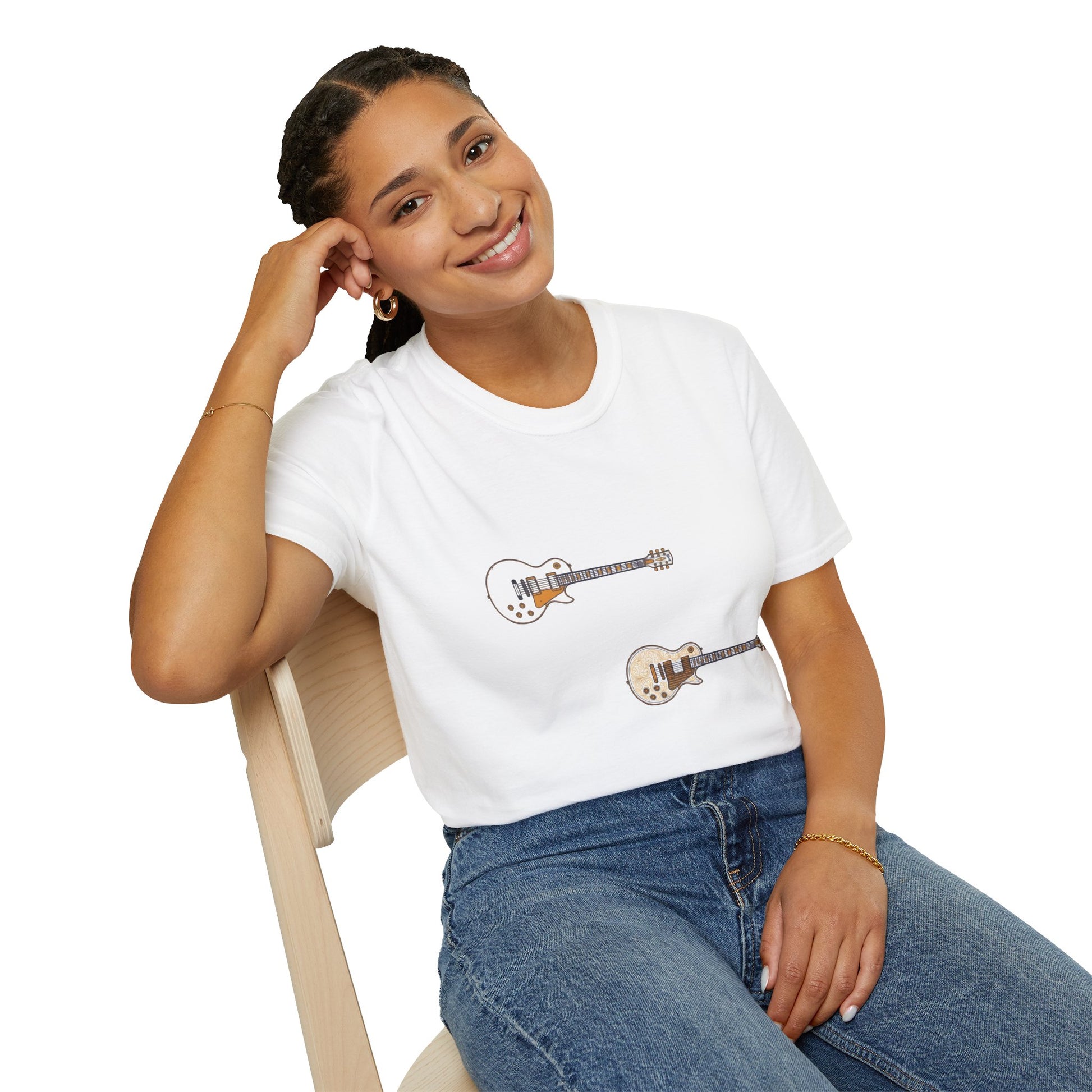 Electric Guitar Duo T-Shirt — Minimalist Music Tee for Guitarists & Music Lovers