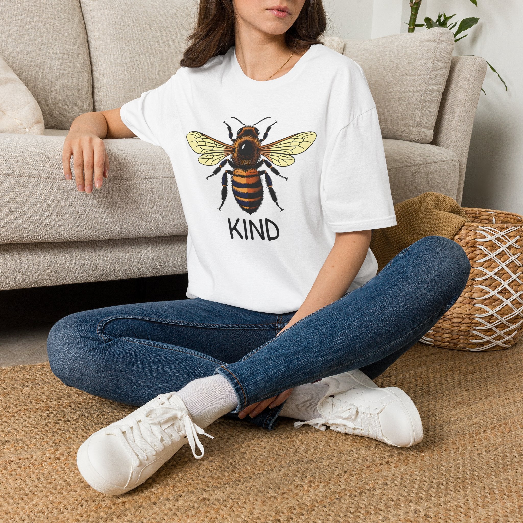 Bee Graphic T-Shirt — "Kind" Eco-Friendly Bee Tee for Nature Lovers Printify