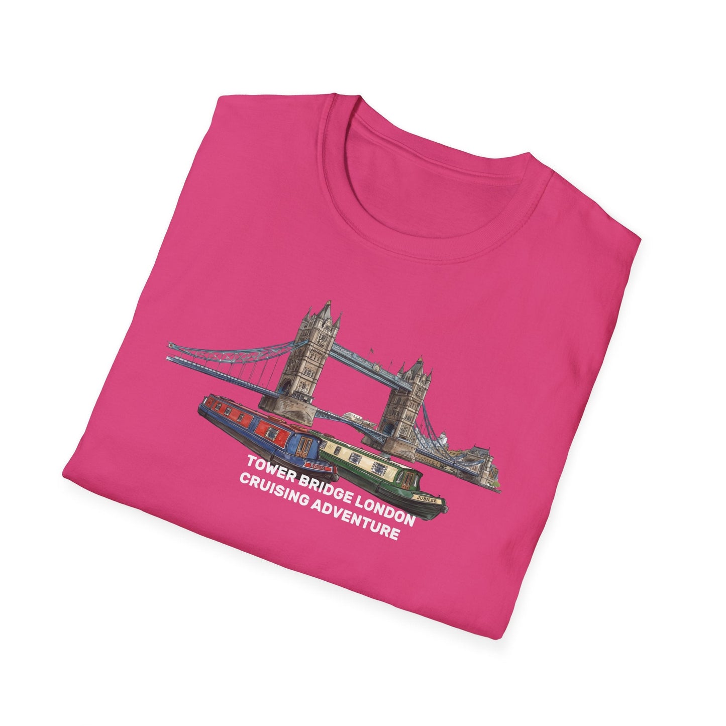 Tower Bridge London T-Shirt –Canal Narrowboat Thames River Cityscape Graphic Tee Printify