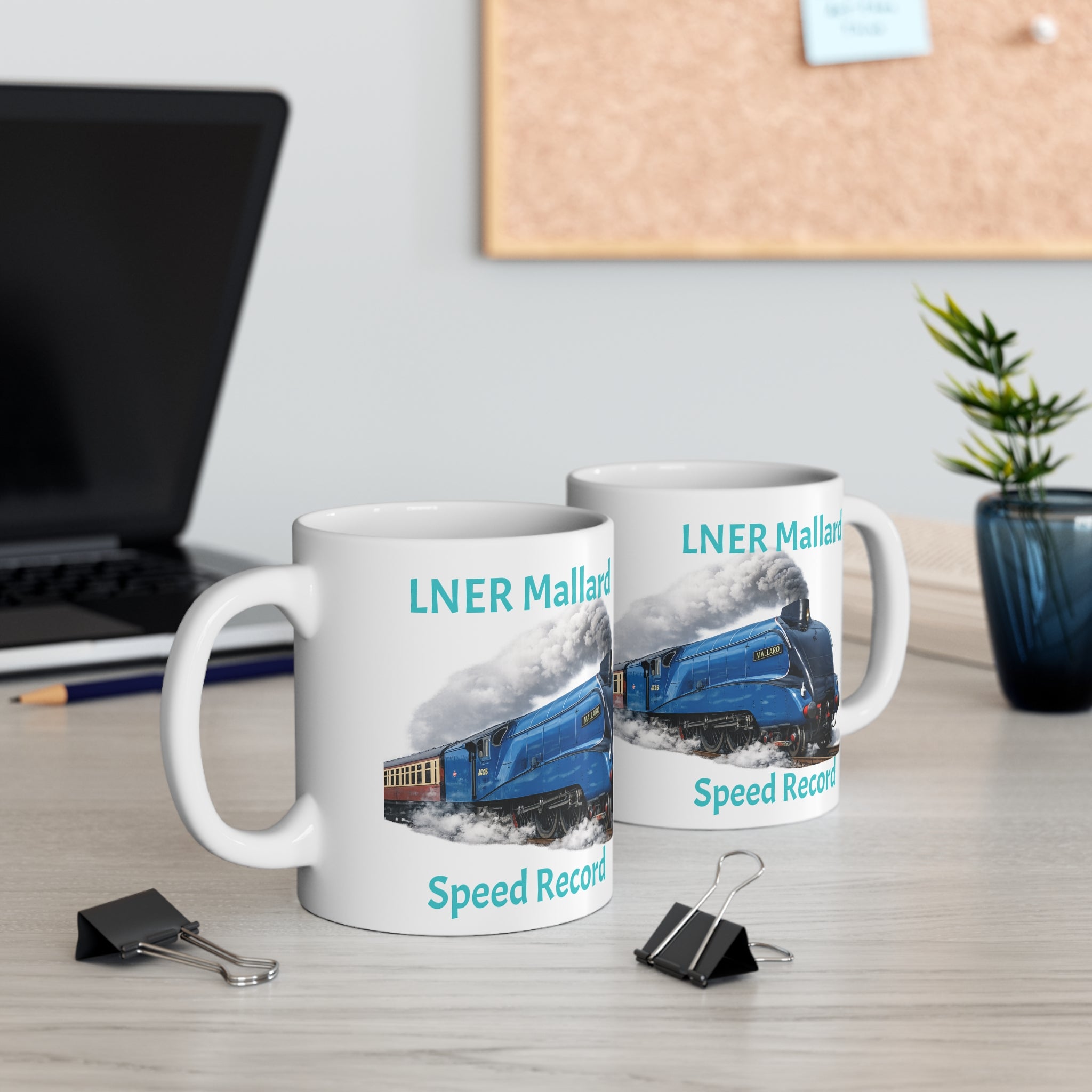 LNER Mallard Train Mug — Classic Blue Steam Locomotive Coffee Cup Printify