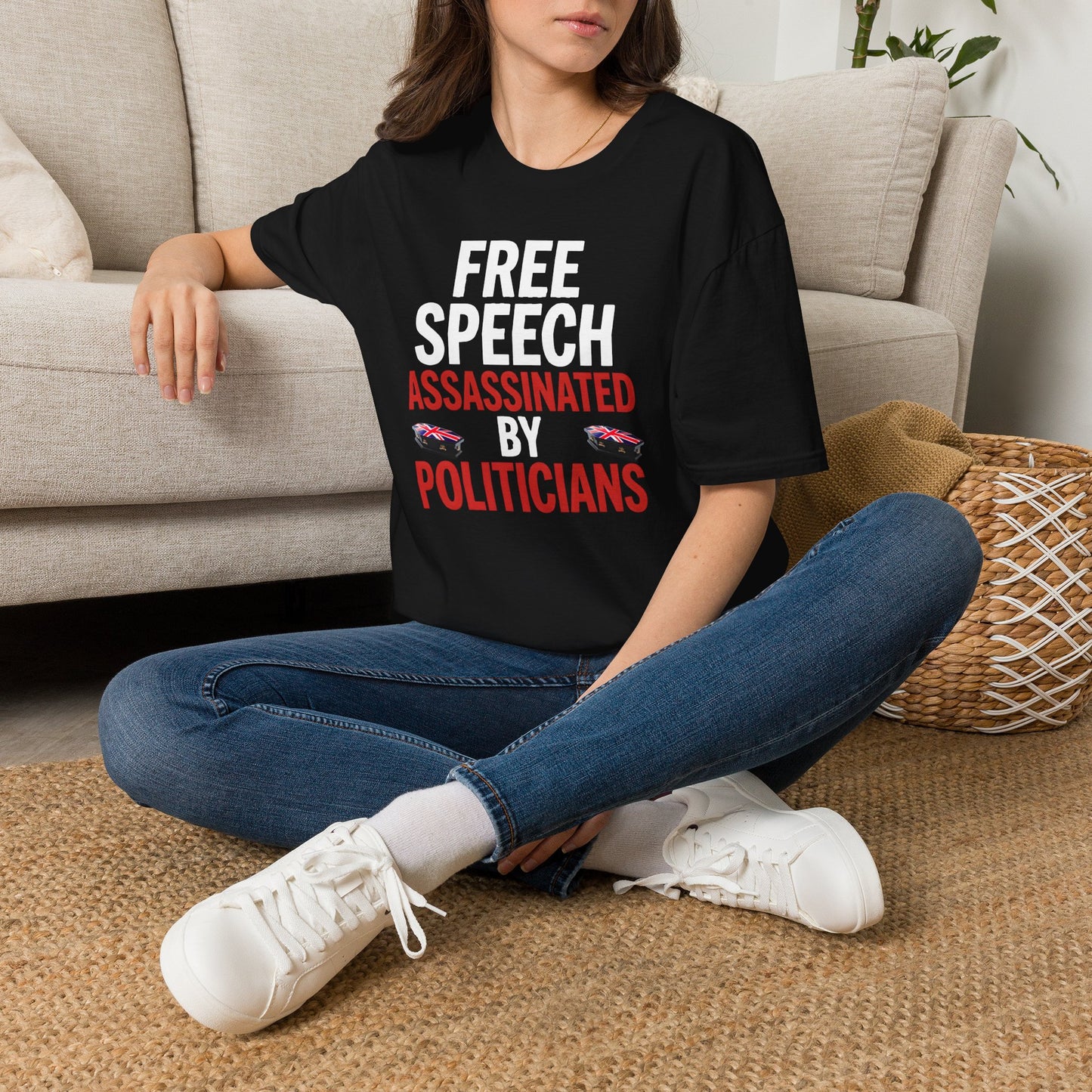 T-Shirt — "Free Speech Assassinated by Politicians" Protest Tee Printify