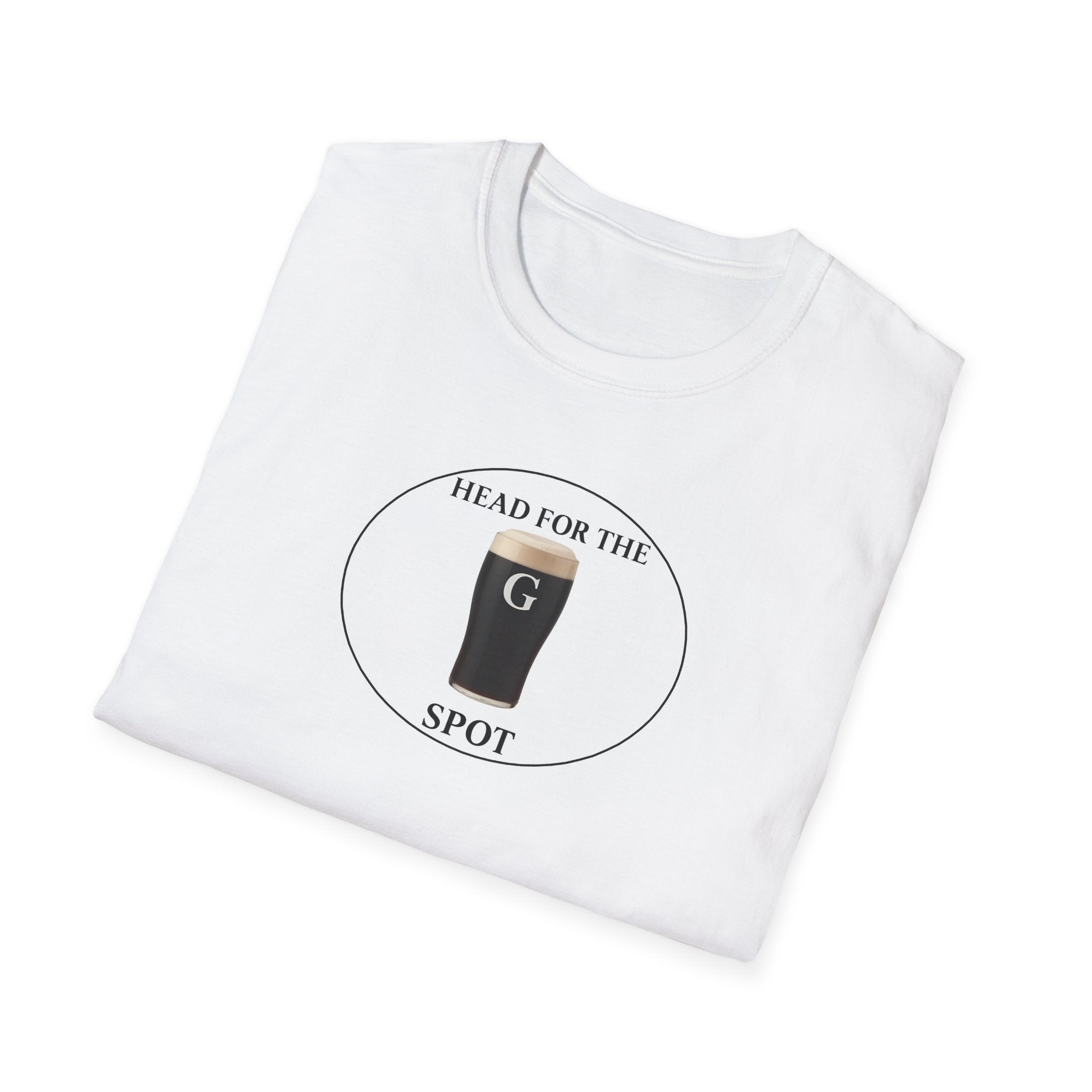 Folded White t shirt with famous Guinness slogan, the G spot