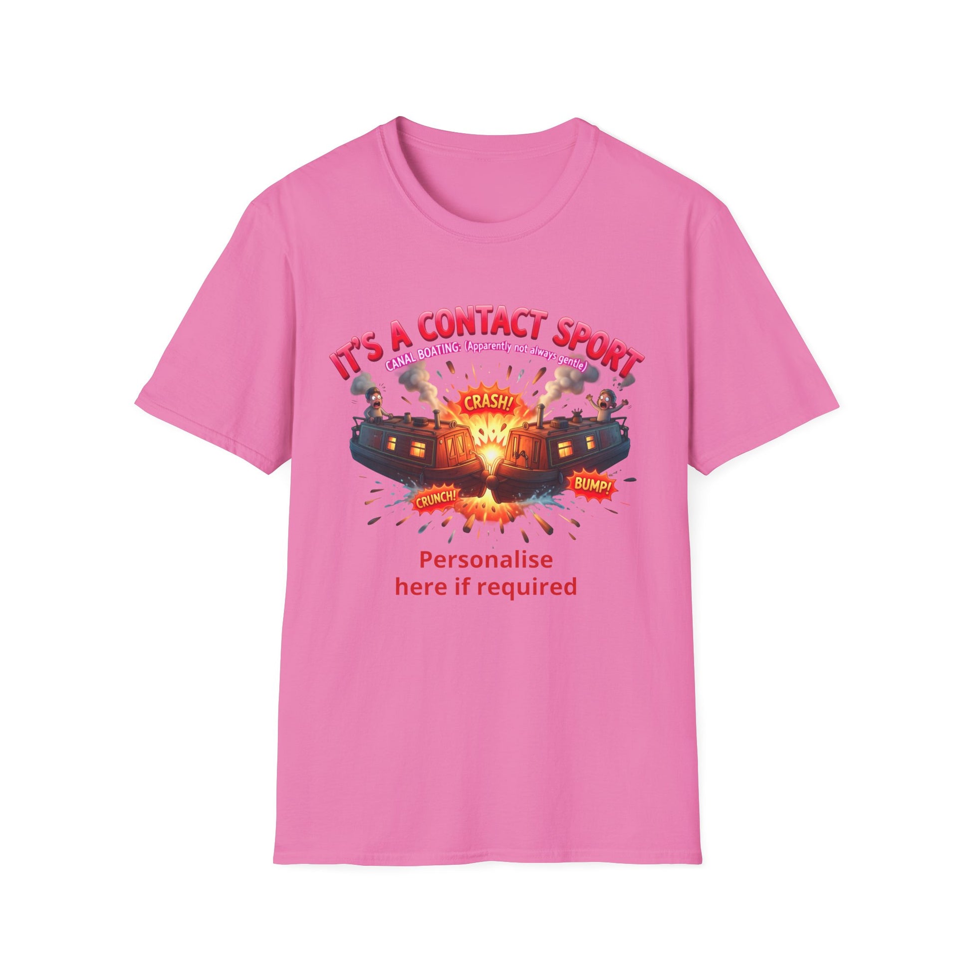 Funny Narrowboat T-Shirt | "It's A Contact Sport" Canal Boating Comic Tee | Personalised Gift Printify