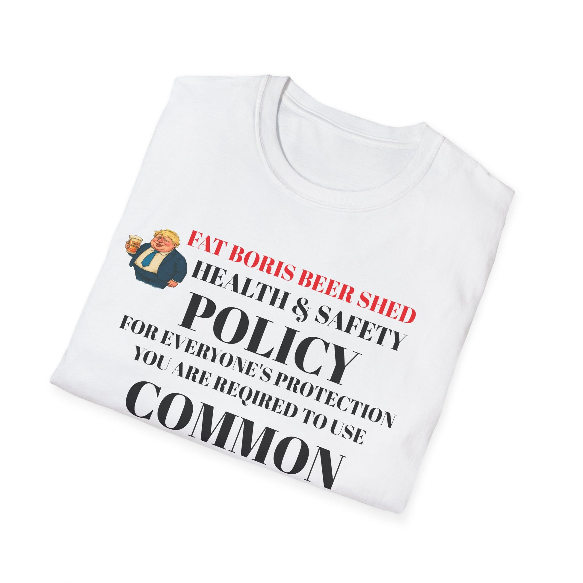 Folded Black t shirt health and safety drink more beer funny graphic 