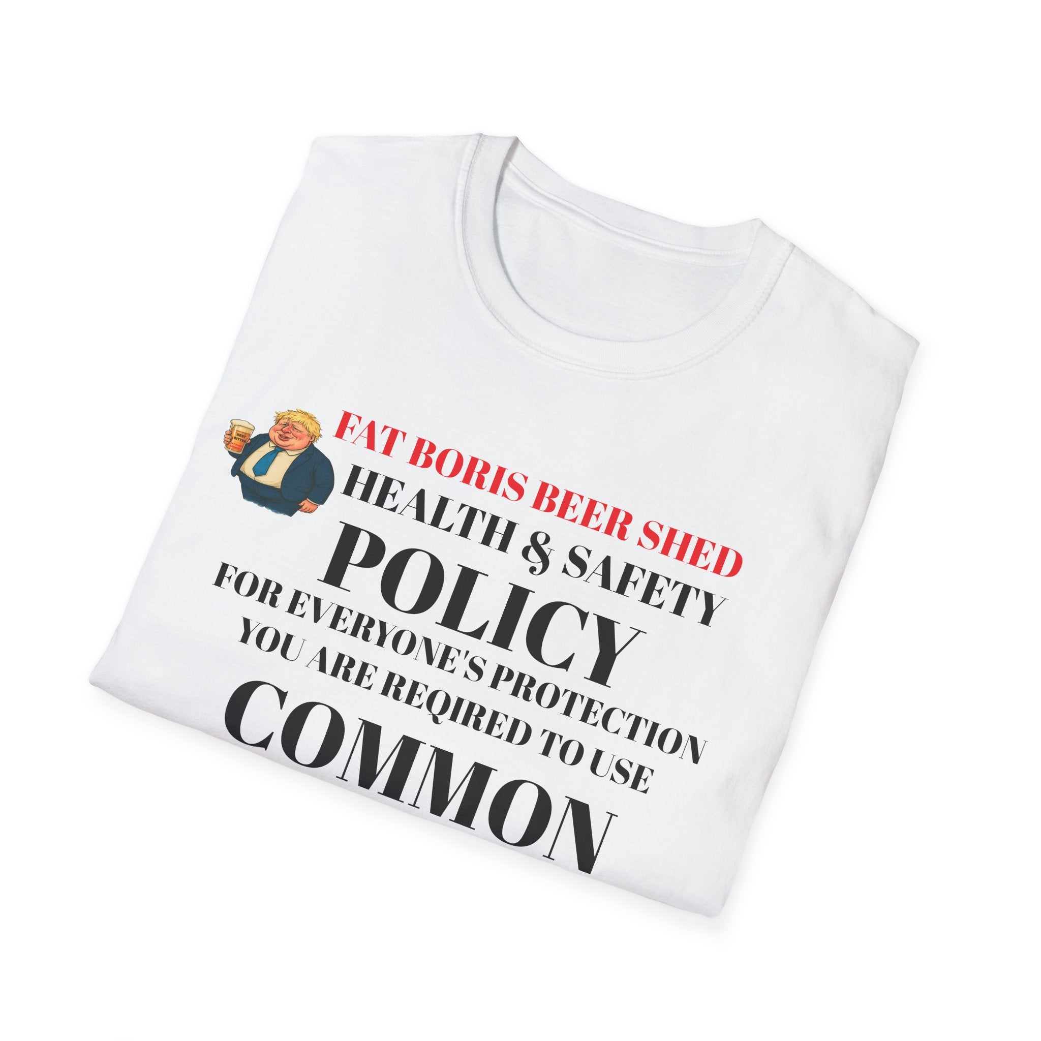 Folded Black t shirt health and safety drink more beer funny graphic 