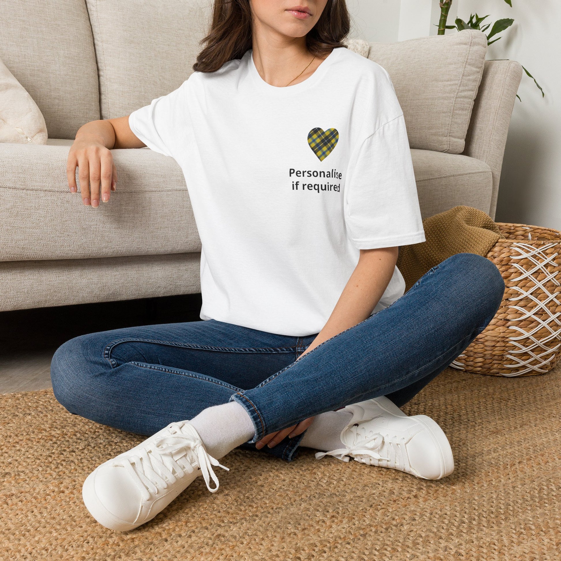Plaid Heart T-Shirt — Personalized If Required Chest Design Printify
