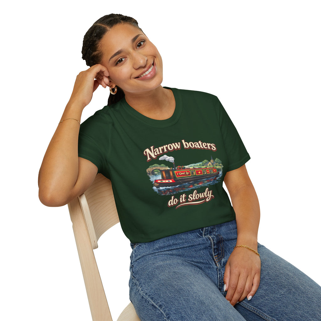 Narrow Boaters Do It Slowly T-Shirt — Canal Boat Vintage Graphic Tee Printify
