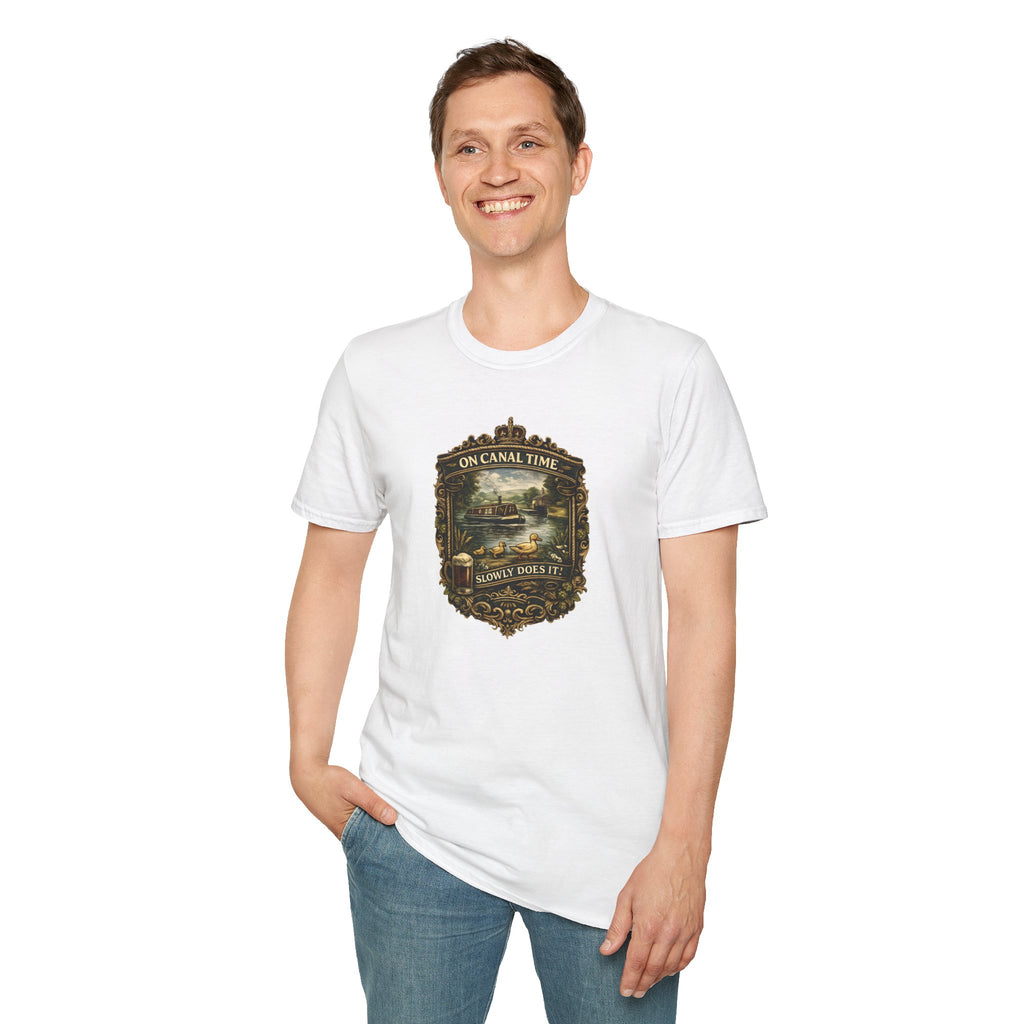 Canal Time Vintage Graphic T-Shirt — 'On Canal Time' Scenic Emblem