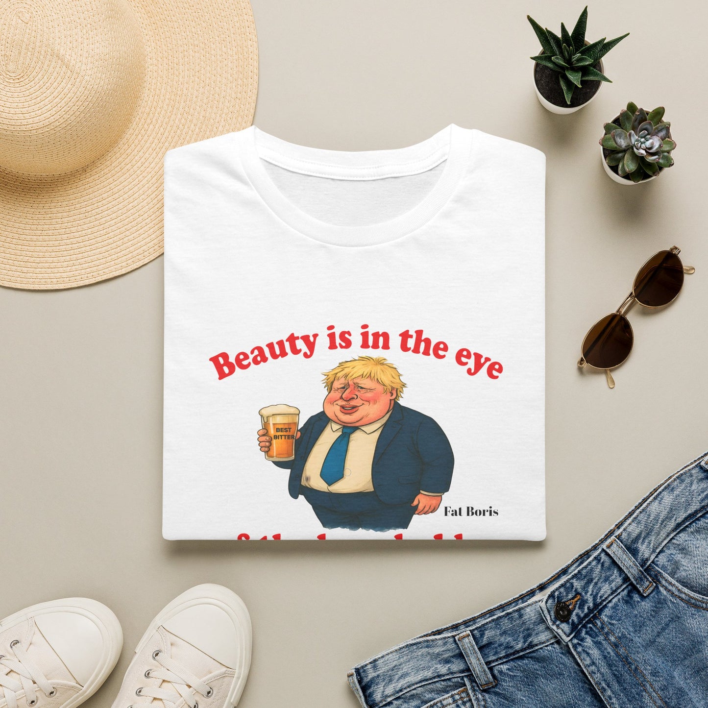 Fat Boris Beer Shed Collection - Beauty is in the Eye of the Beer Holder Unisex T-Shirt