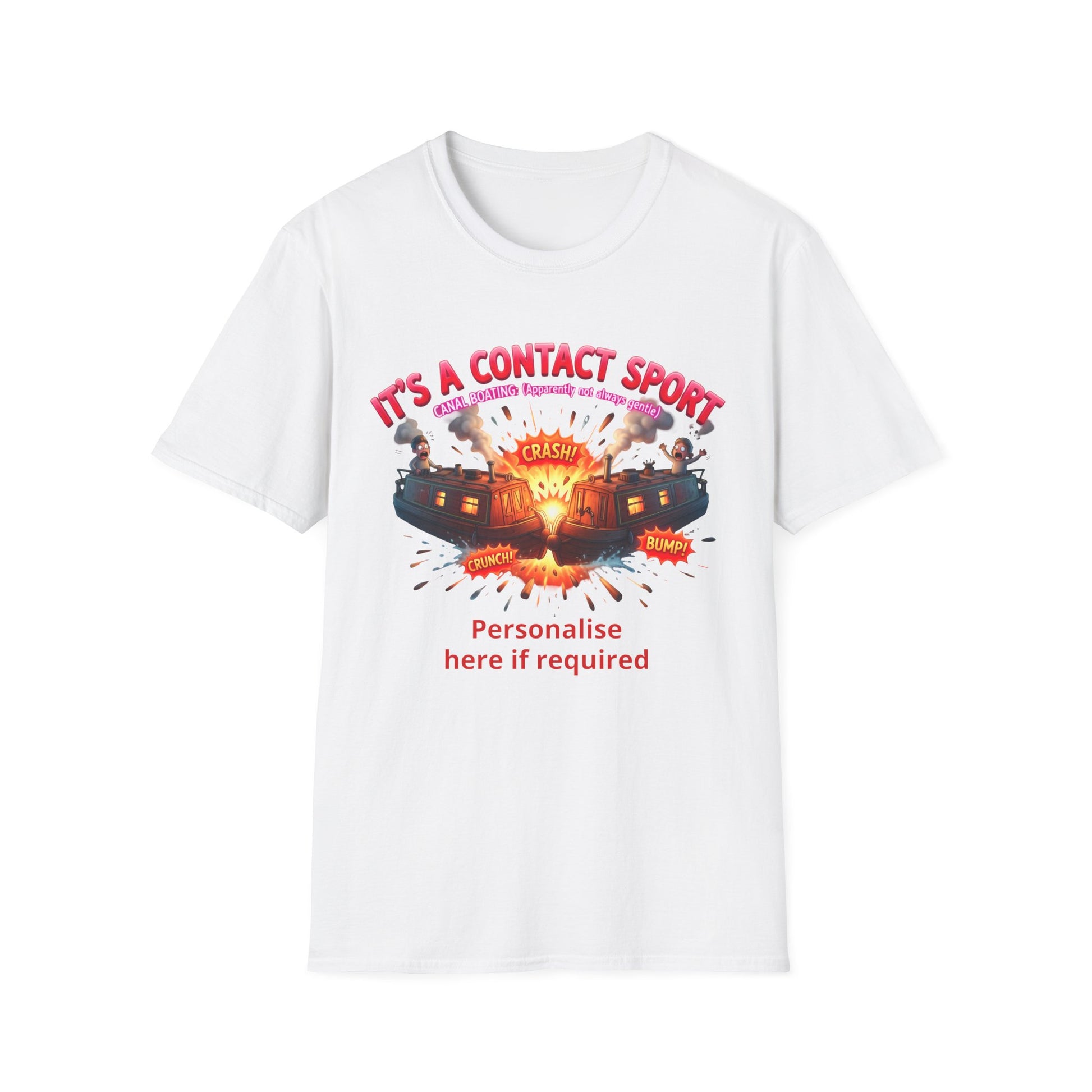 Funny Narrowboat T-Shirt | "It's A Contact Sport" Canal Boating Comic Tee | Personalised Gift Printify