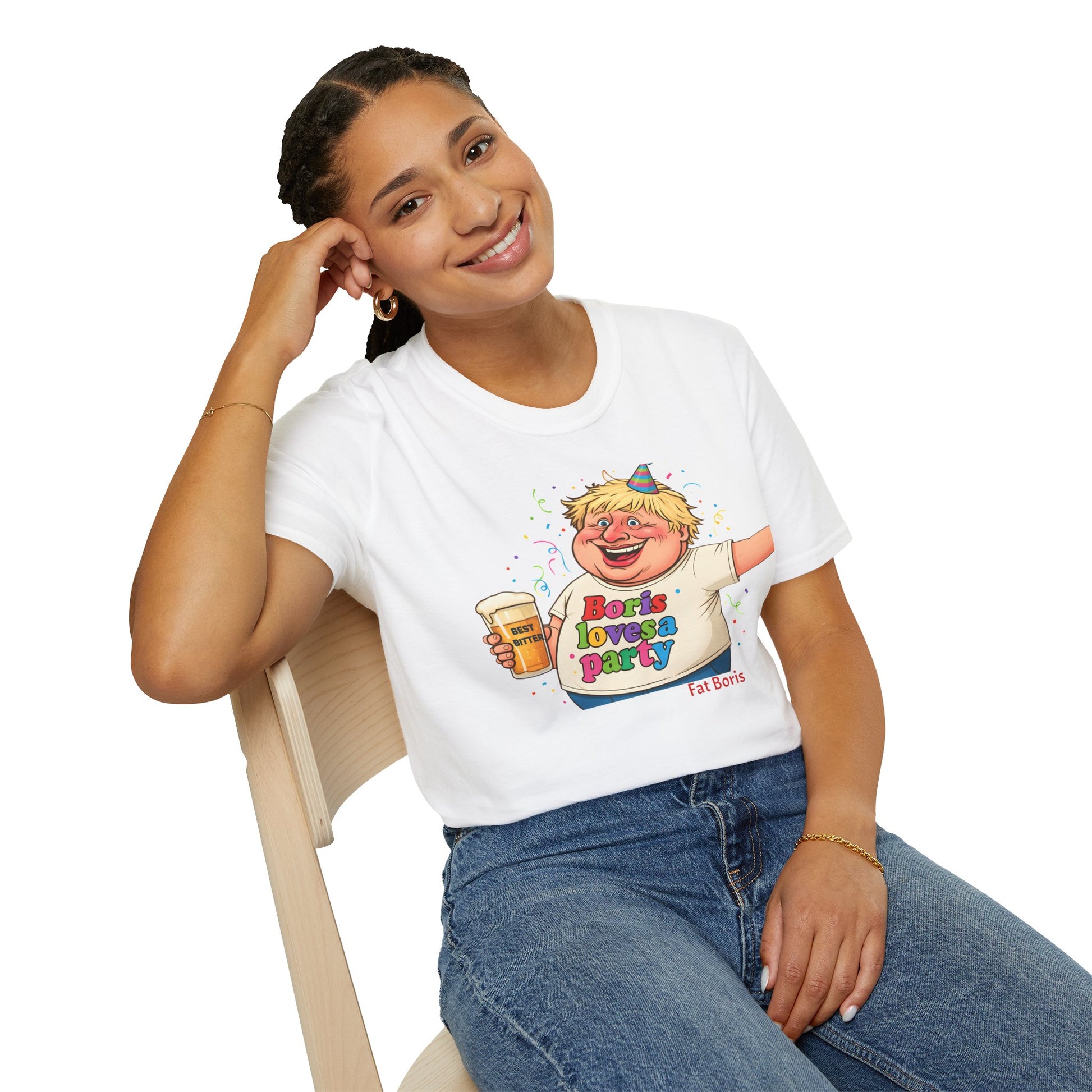 Fat Boris "Boris Loves A Party" T-Shirt uk  Boris Johnson political Satire