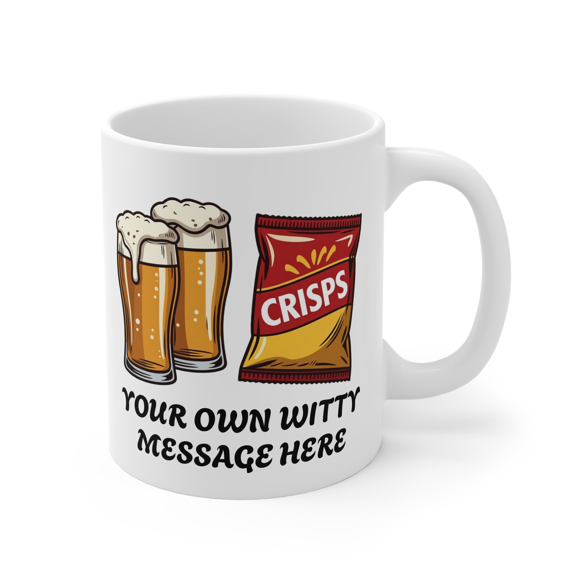 Custom Personalised  Two Pints of Lager and a Packet of Crisps Mug - Funny British TV Show Gift 