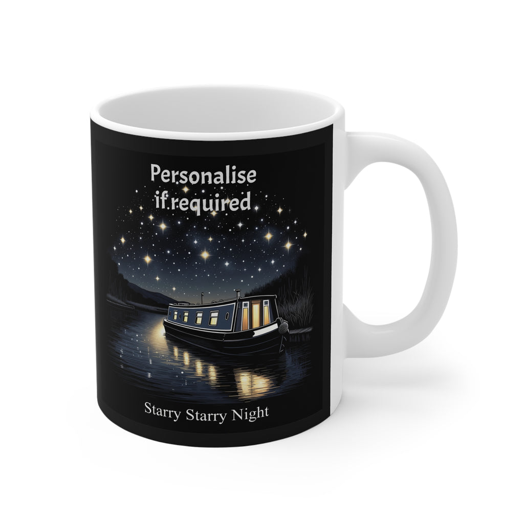 Starry Starry Night Narrowboat Mug - Personalised Canal Boat Gift UK Printify