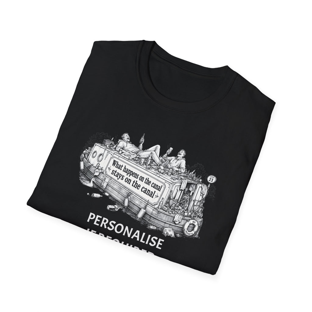 Canal Boat T-Shirt — "What happens on the canal stays on the canal" Printify