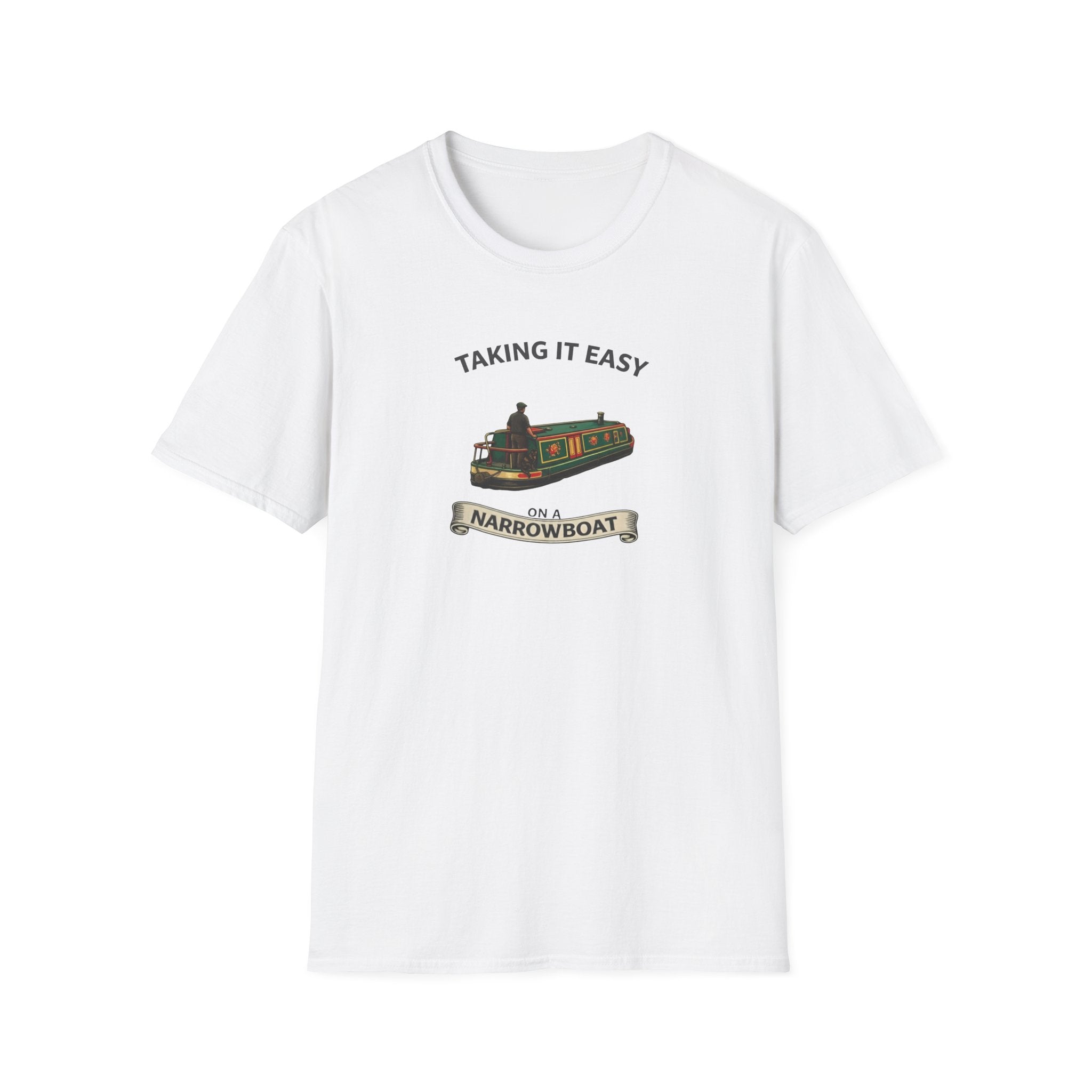 Taking It Easy Narrowboat T-Shirt — Canal Boat Graphic Tee Printify