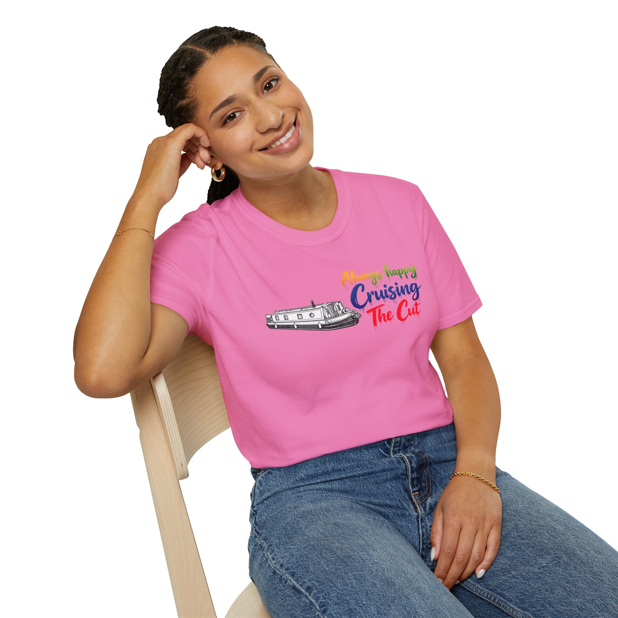 Cruising The Cut Boat T-Shirt — "Always Happy Cruising The Cut" Canal Boating Tee