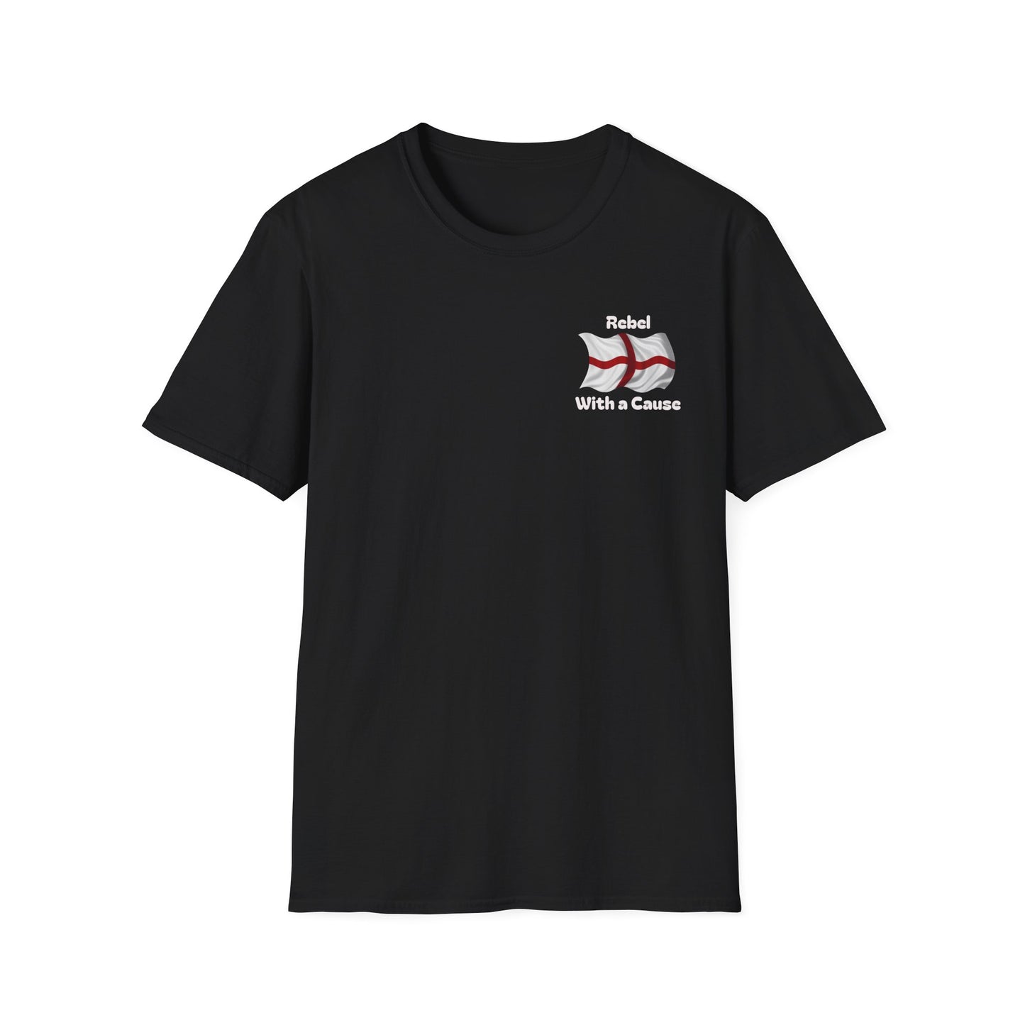 Rebel With a Cause Pocket black T-Shirt — Saint George Flag Graphic