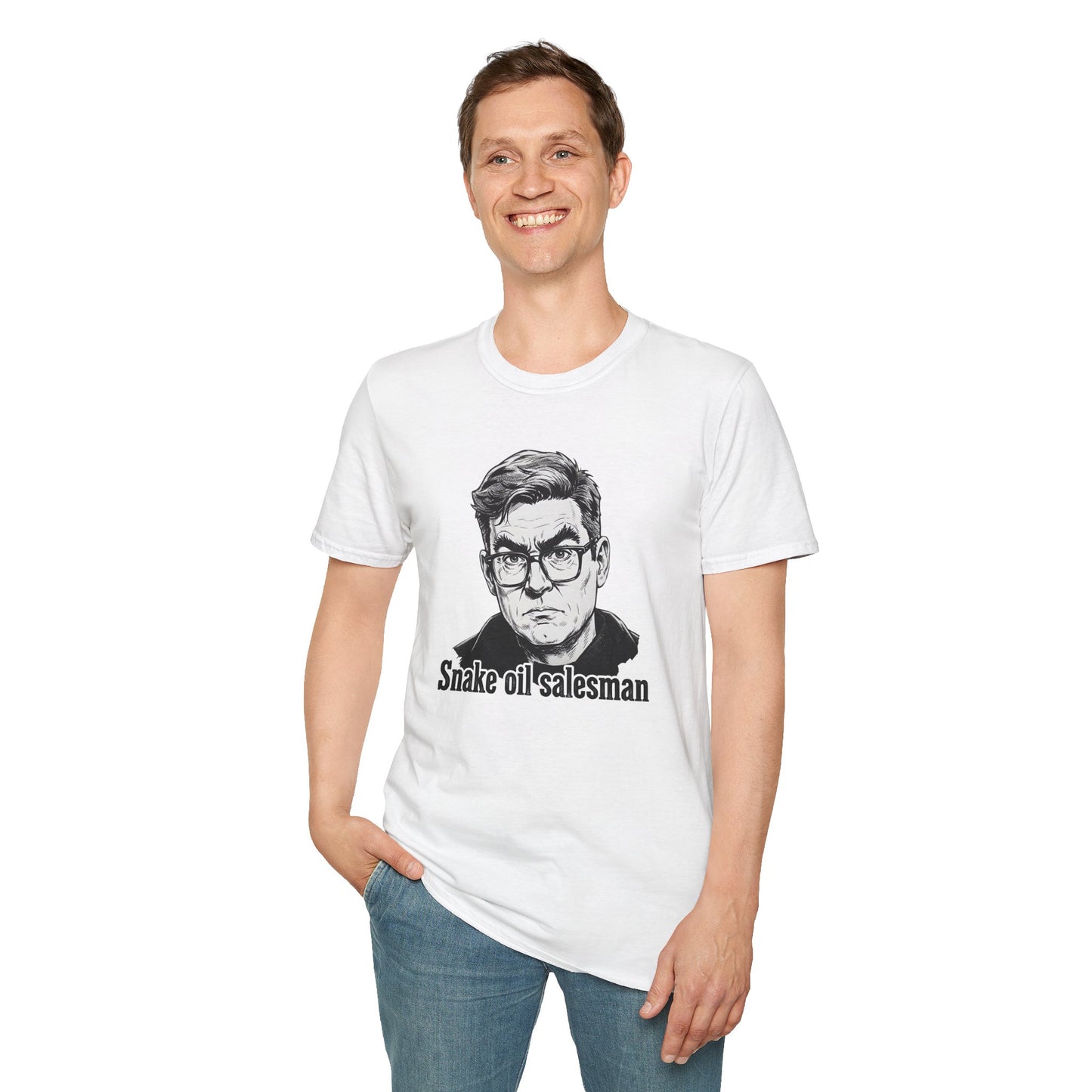 Andy Burnham PM Snake Oil Salesman Unisex Gildan Softstyle T-Shirt  Political Collection Printify