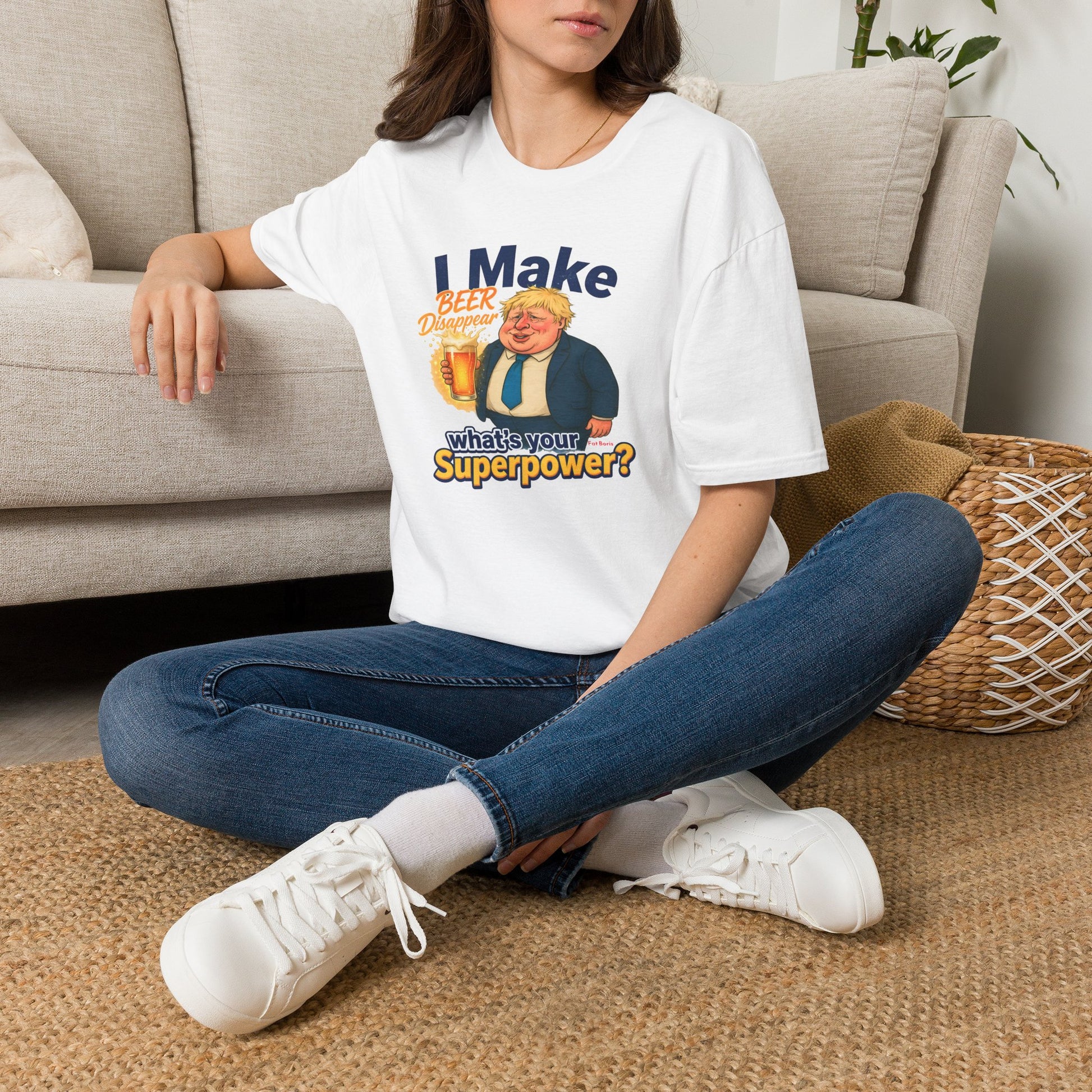Funny Fat Boris T-Shirt - "I Make Beer Disappear" Printify
