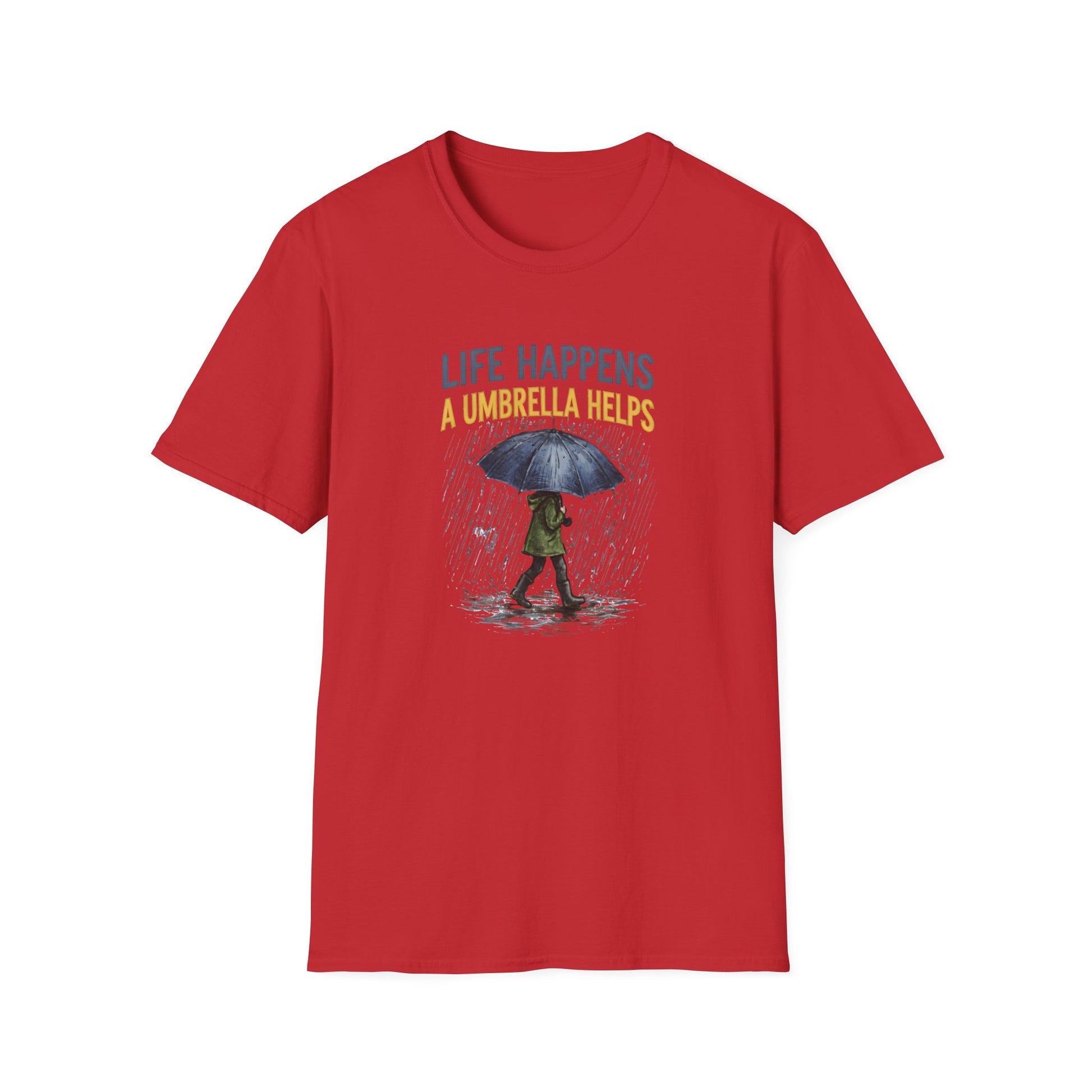 Life Happens A Umbrella Helps T-Shirt | Funny Rain Quote Tee | 

