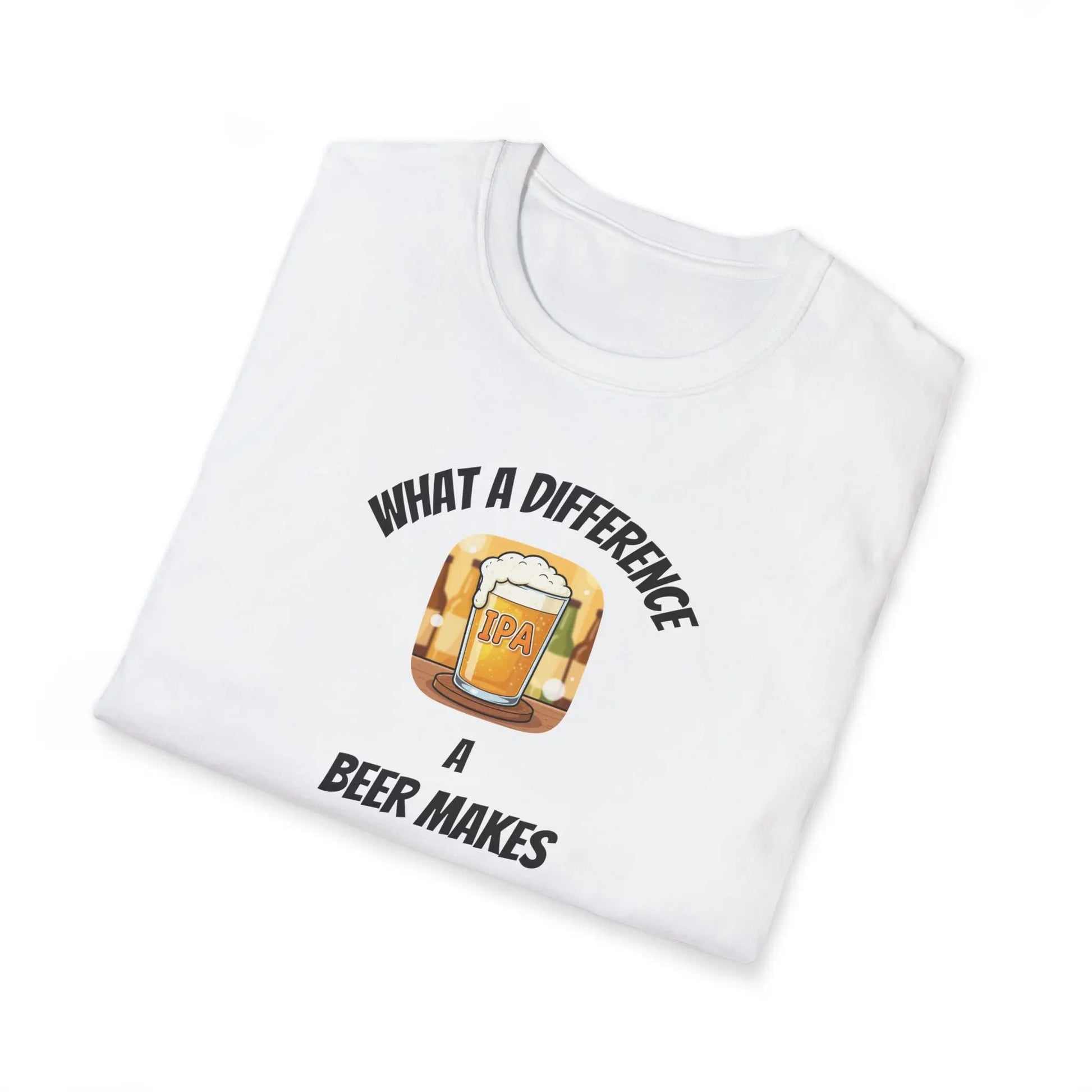 What a Difference a Beer Makes T-Shirt — Funny Beer Mug Graphic Tee for Beer Lovers Printify