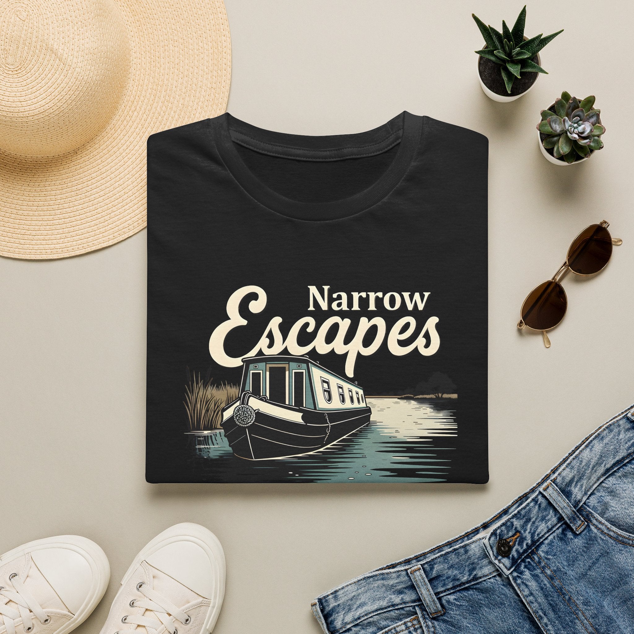 Classic Narrowboat t-shirt perfect for canal lovers, narrowboat owners & fans of Channel 4’s Narrow Escapes. Printify