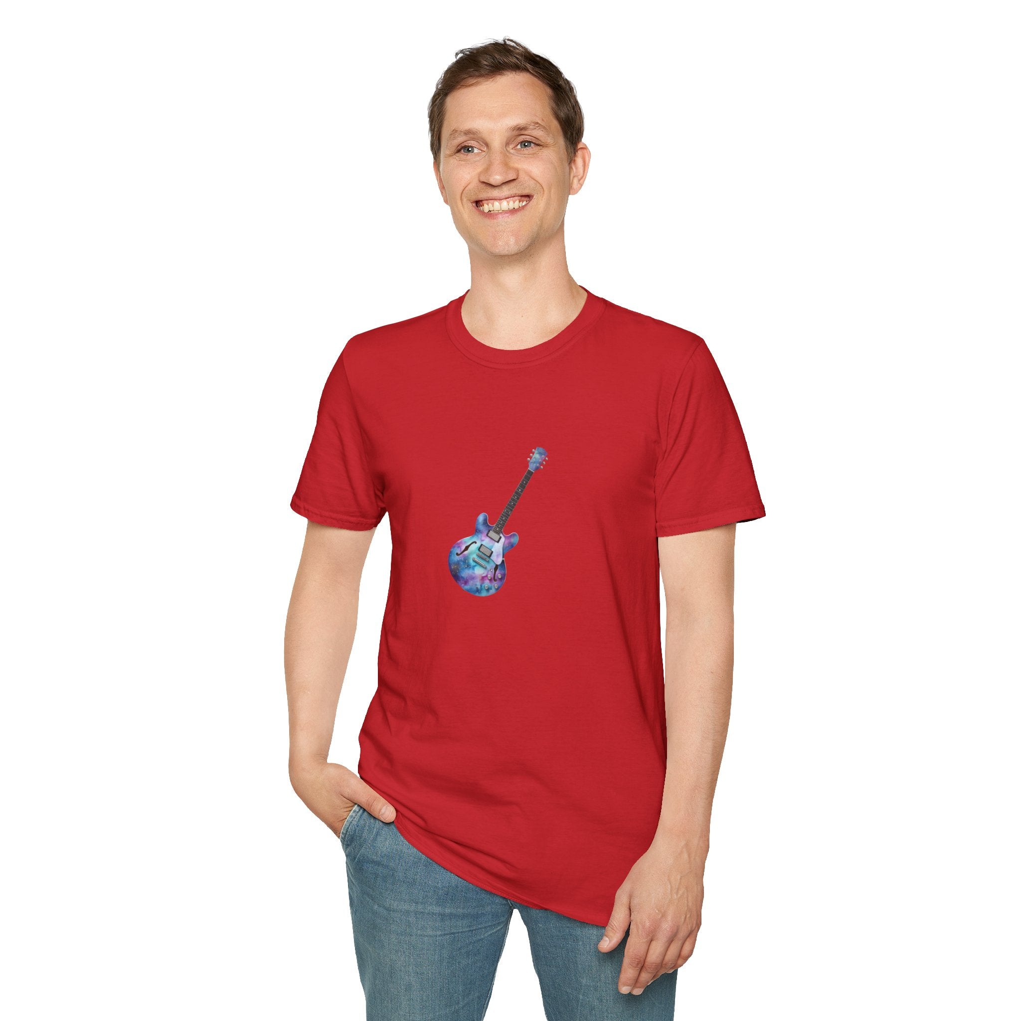  "Galactic Groove" tee, featuring a mesmerizing cosmic watercolour design. 