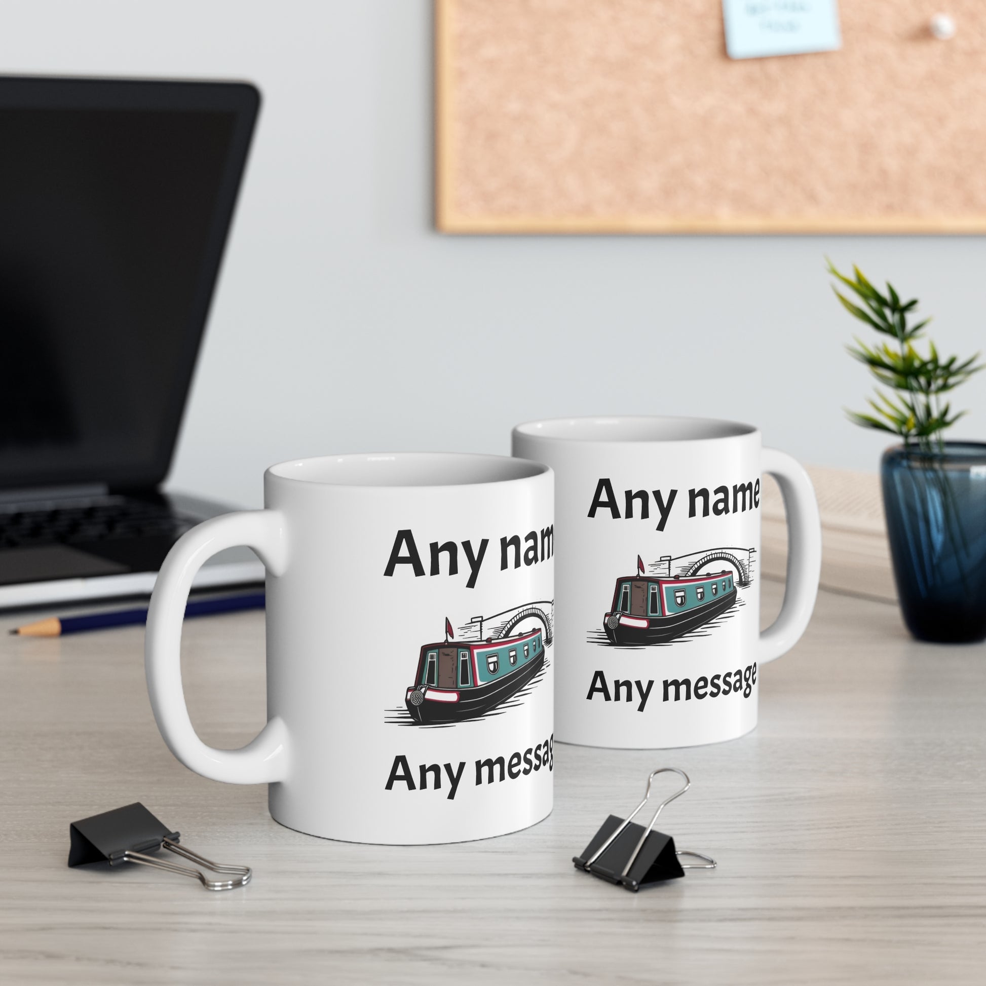Customised Canal Narrowboat Mug – Personalised "Any Name, Any Message" Printify