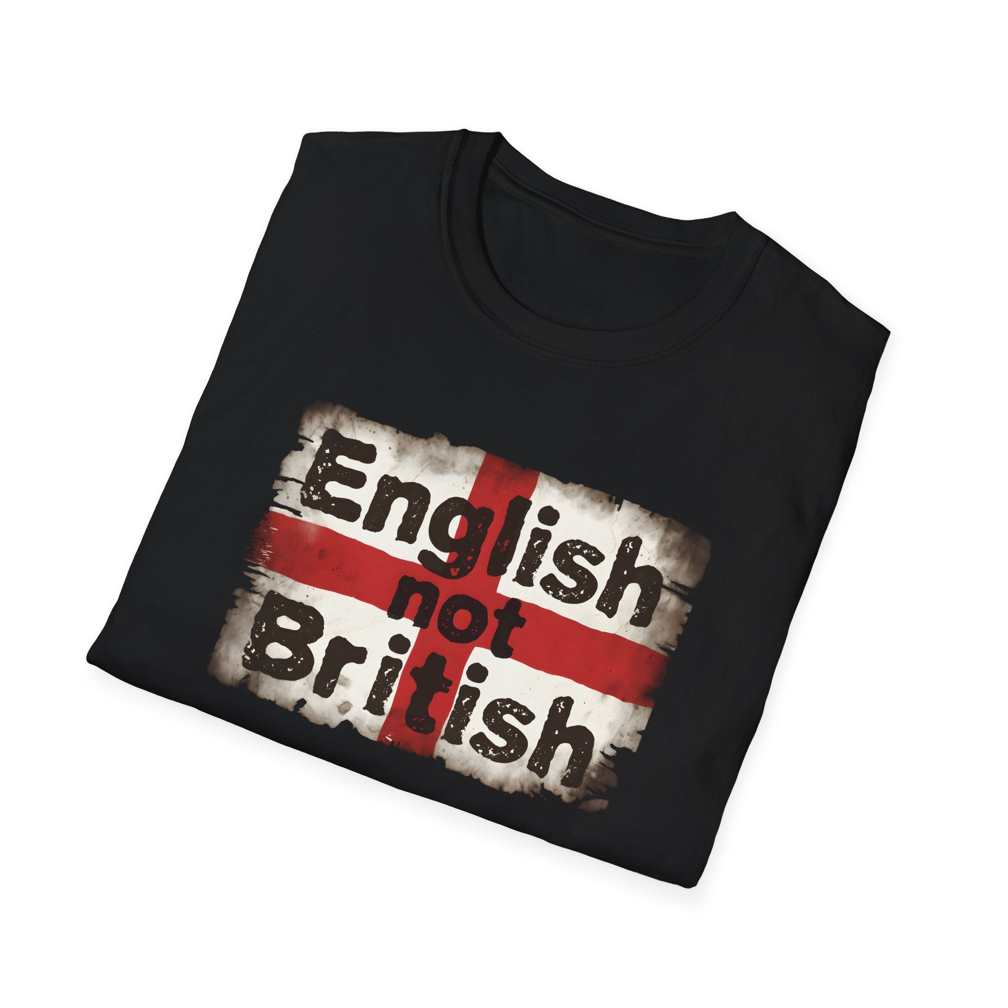 English Not British T-Shirt | St George Cross Distressed Flag Typography 