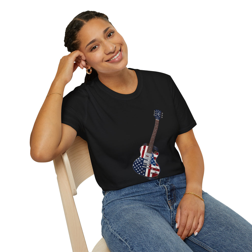 American Flag Electric Guitar T-Shirt — Patriotic Music Festival Tee