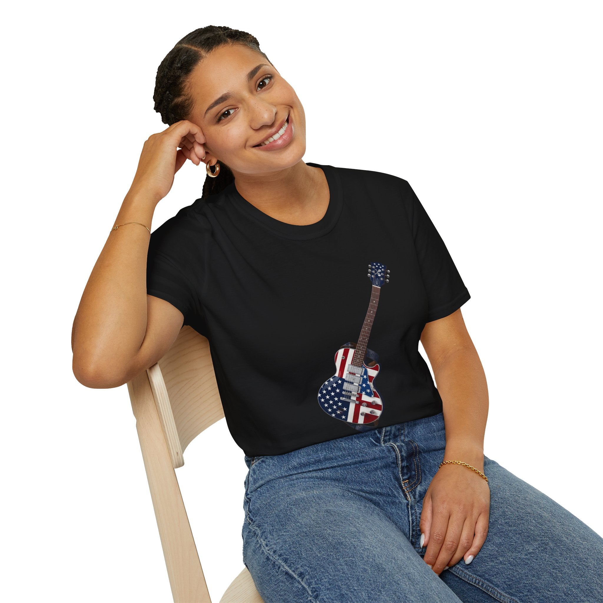 American Flag Electric Guitar T-Shirt — Patriotic Music Festival Tee
