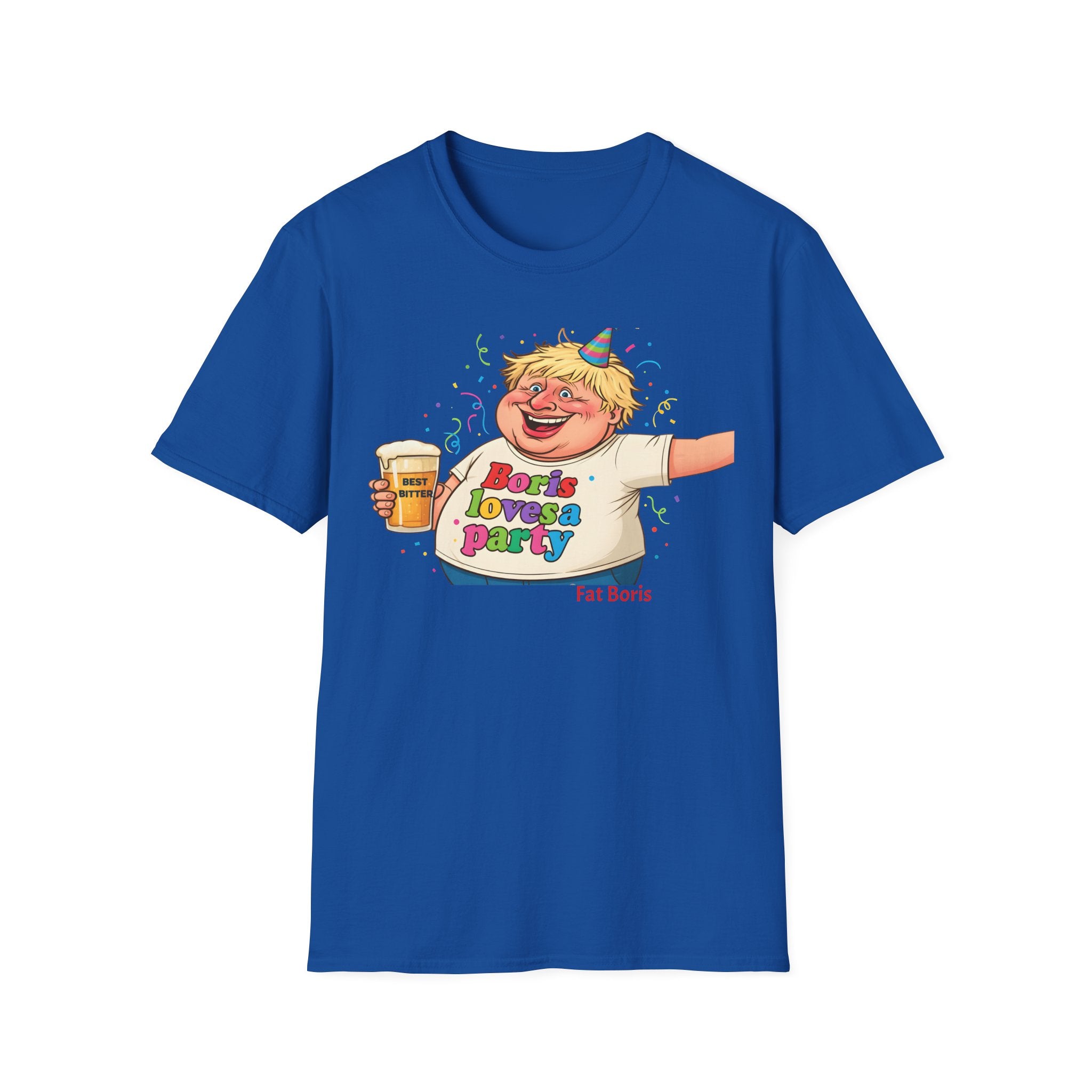 Fat Boris "Boris Loves A Party" T-Shirt uk  Boris Johnson political Satire