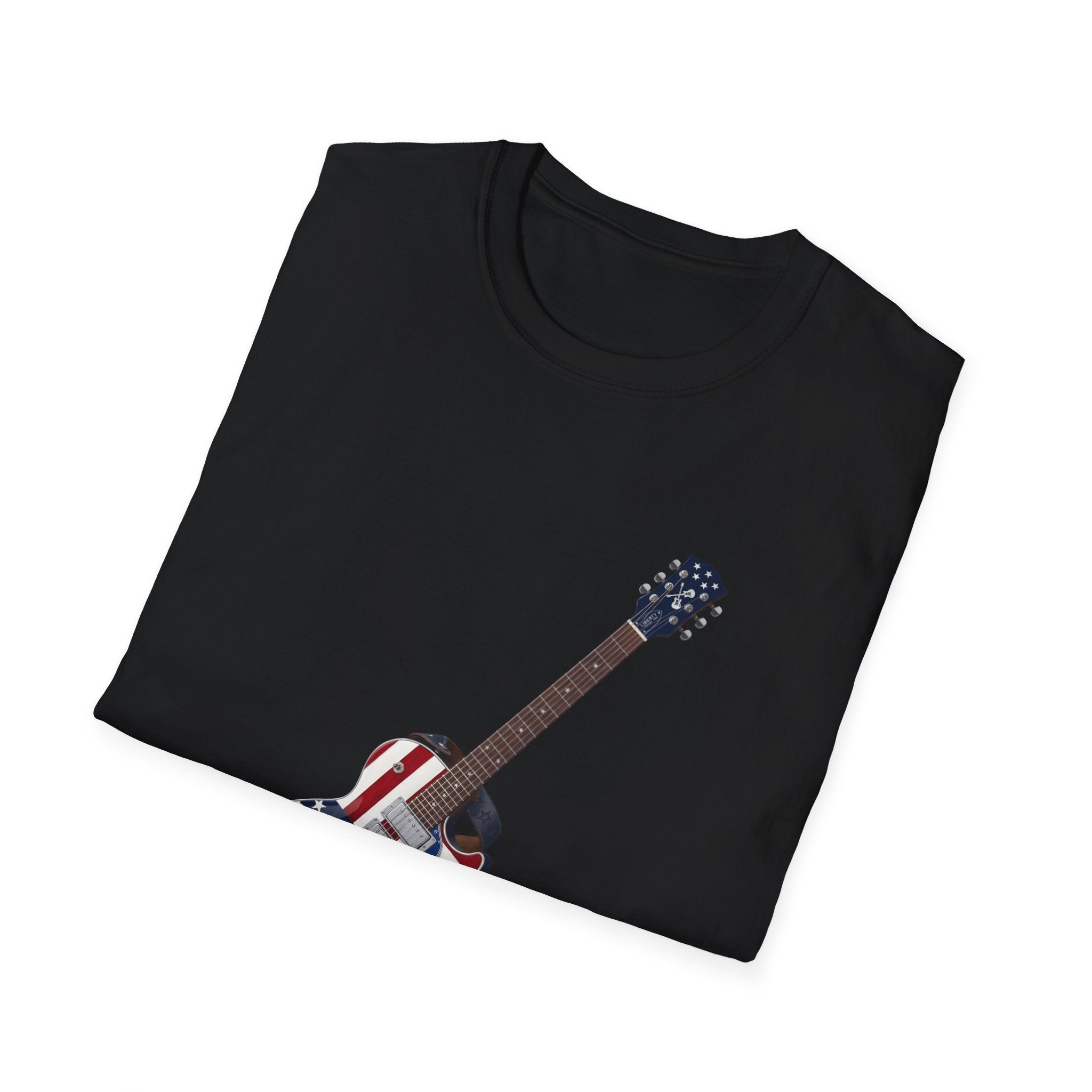 Folded dark gray t-shirt with 'The Stars Are Calling' design on a white background