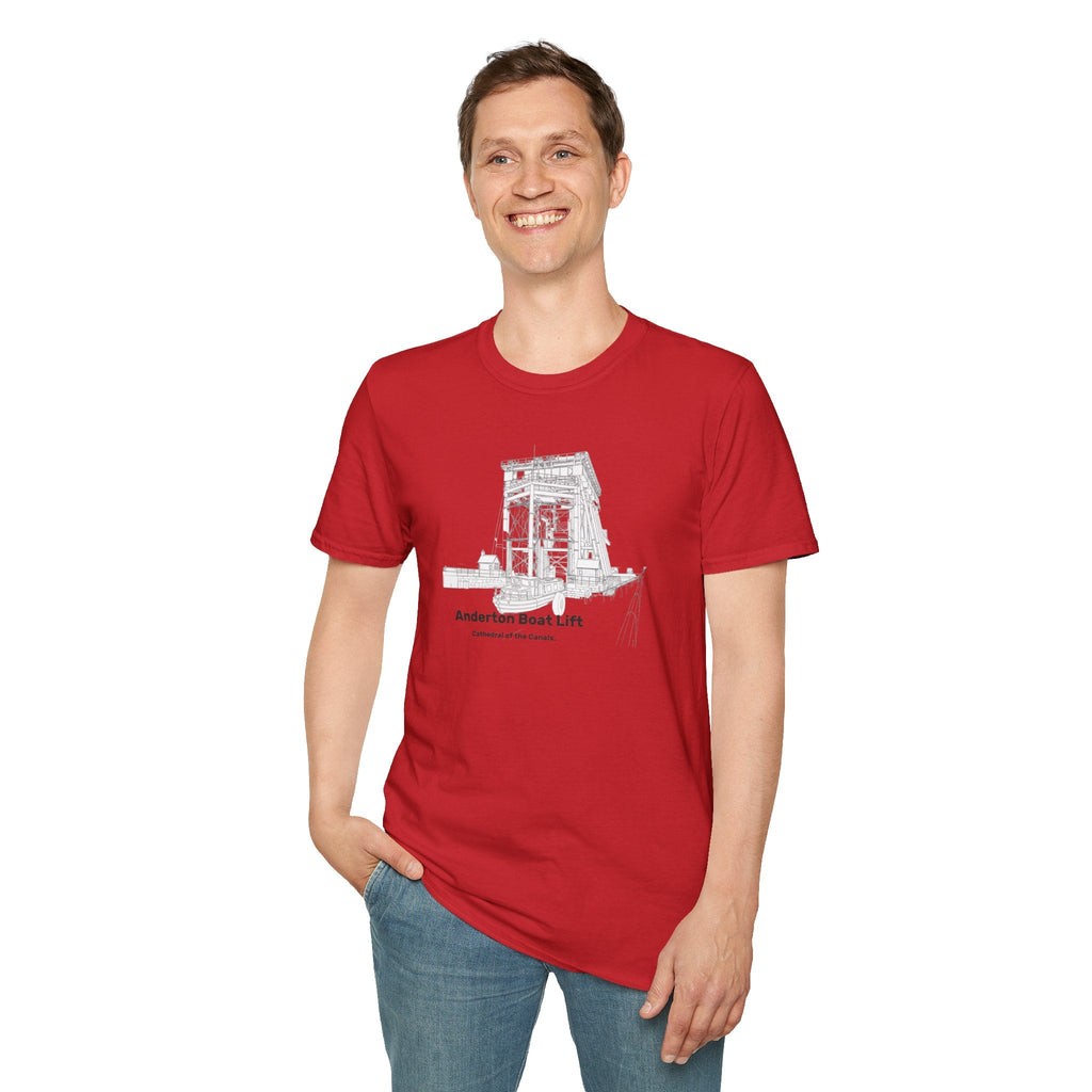Anderton Boat Lift T-Shirt |  Cathedral of the Canals. canal landmark Printify