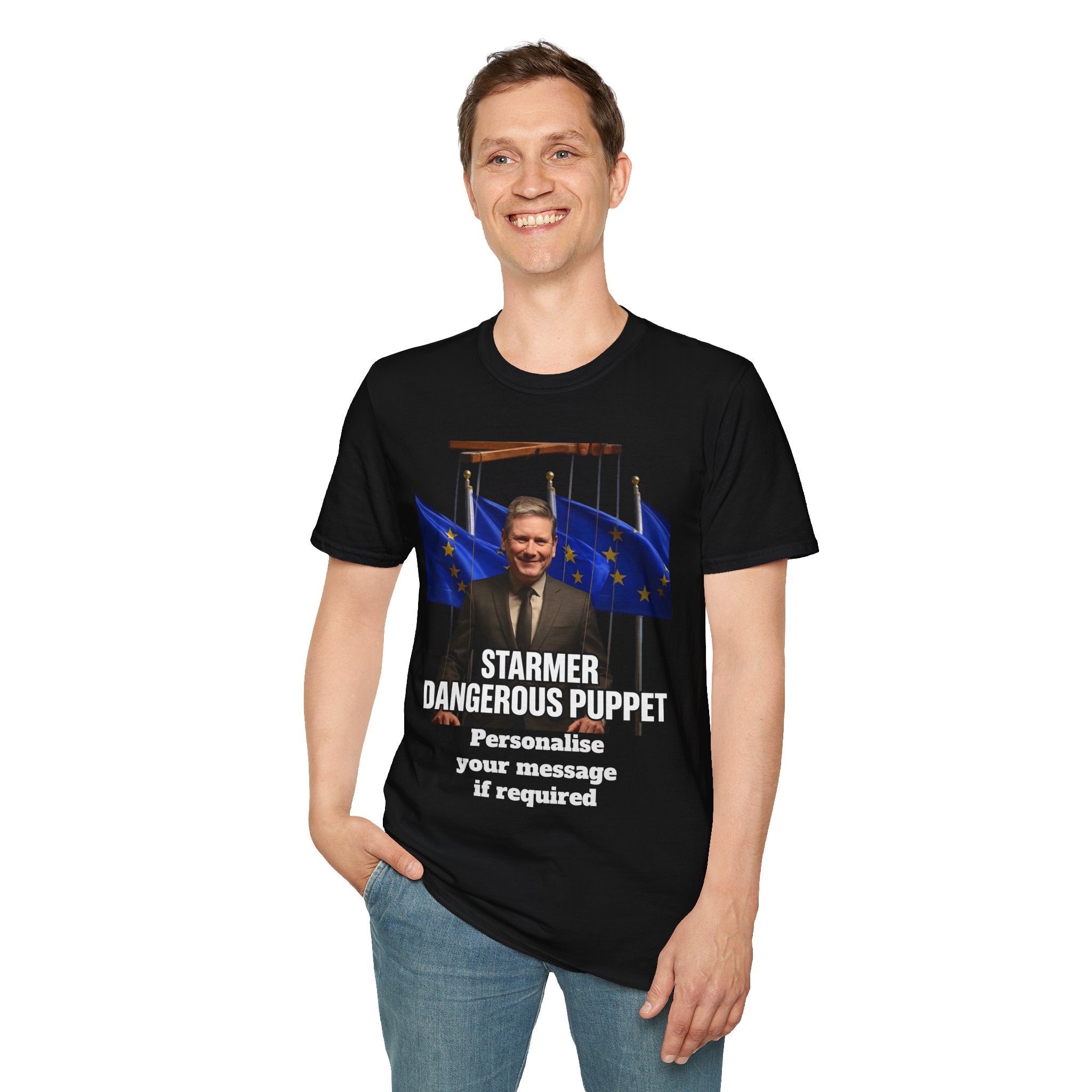 Starmer Dangerous Puppet T-Shirt | Keir Starmer EU Puppet Brexit Satire Tee Printify