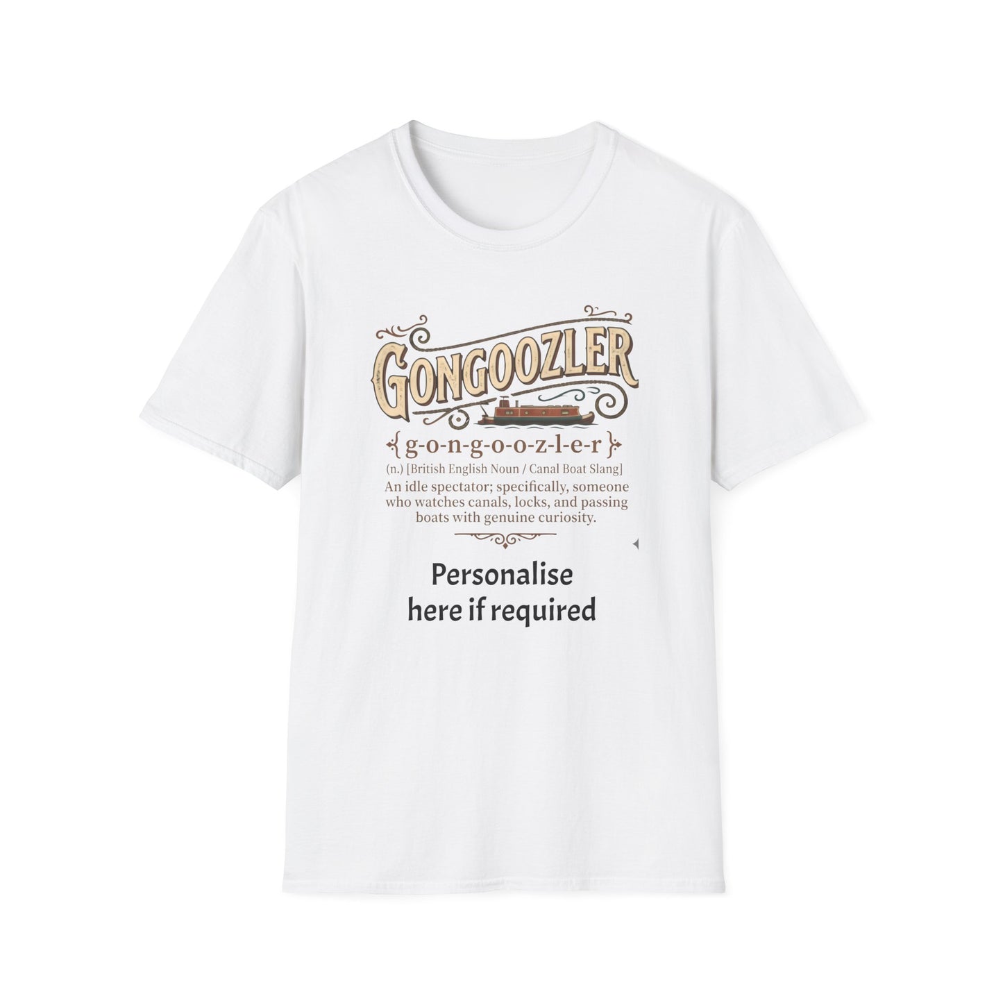Gongoozler Definition T-Shirt — Vintage  Canal Watching Tee (Personalise Option) 