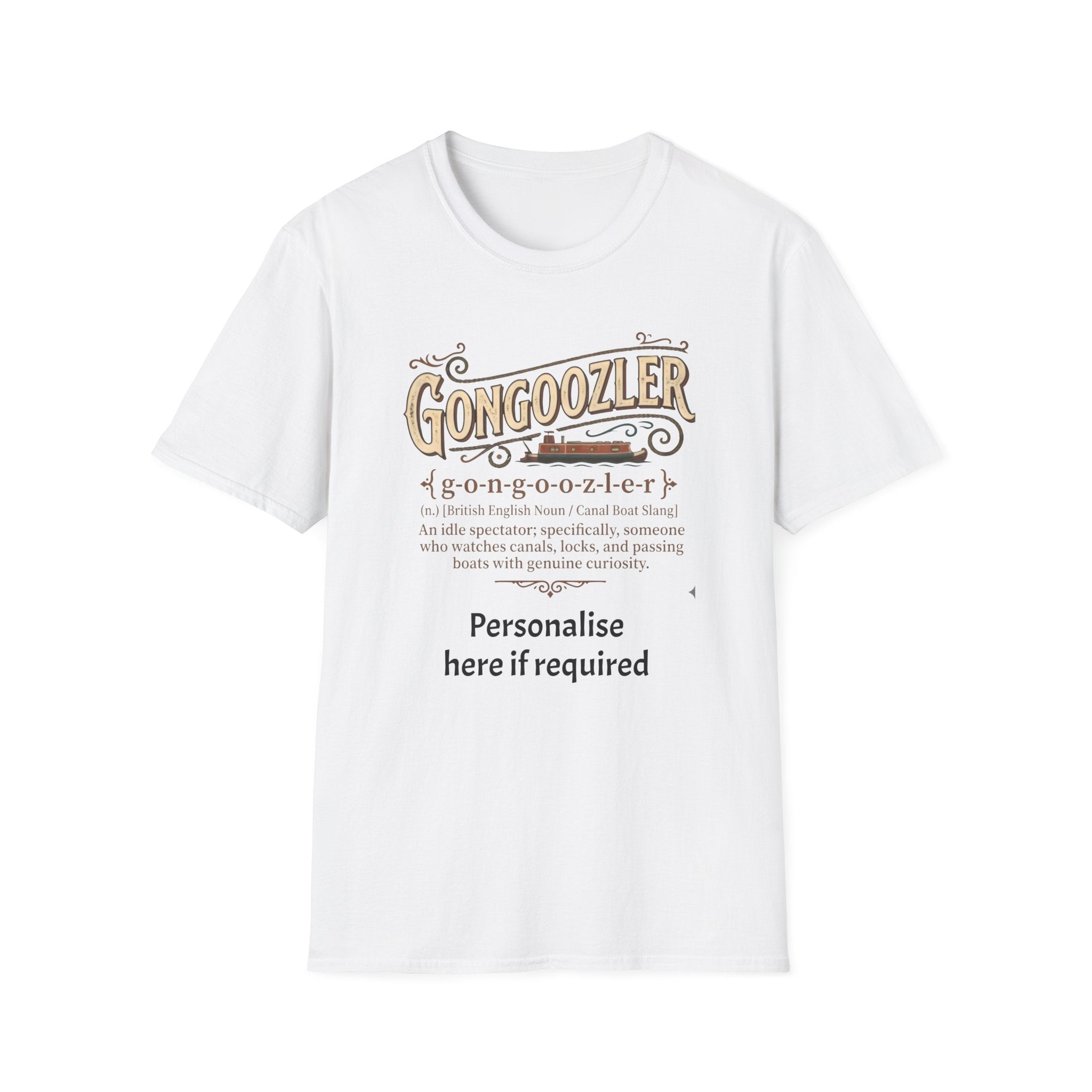 Gongoozler Definition T-Shirt — Vintage  Canal Watching Tee (Personalise Option) 