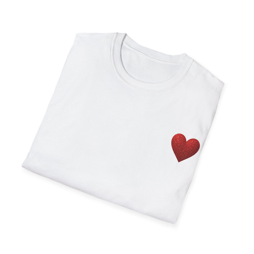Red Glitter Heart Pocket T-Shirt — Valentine Gift Printify