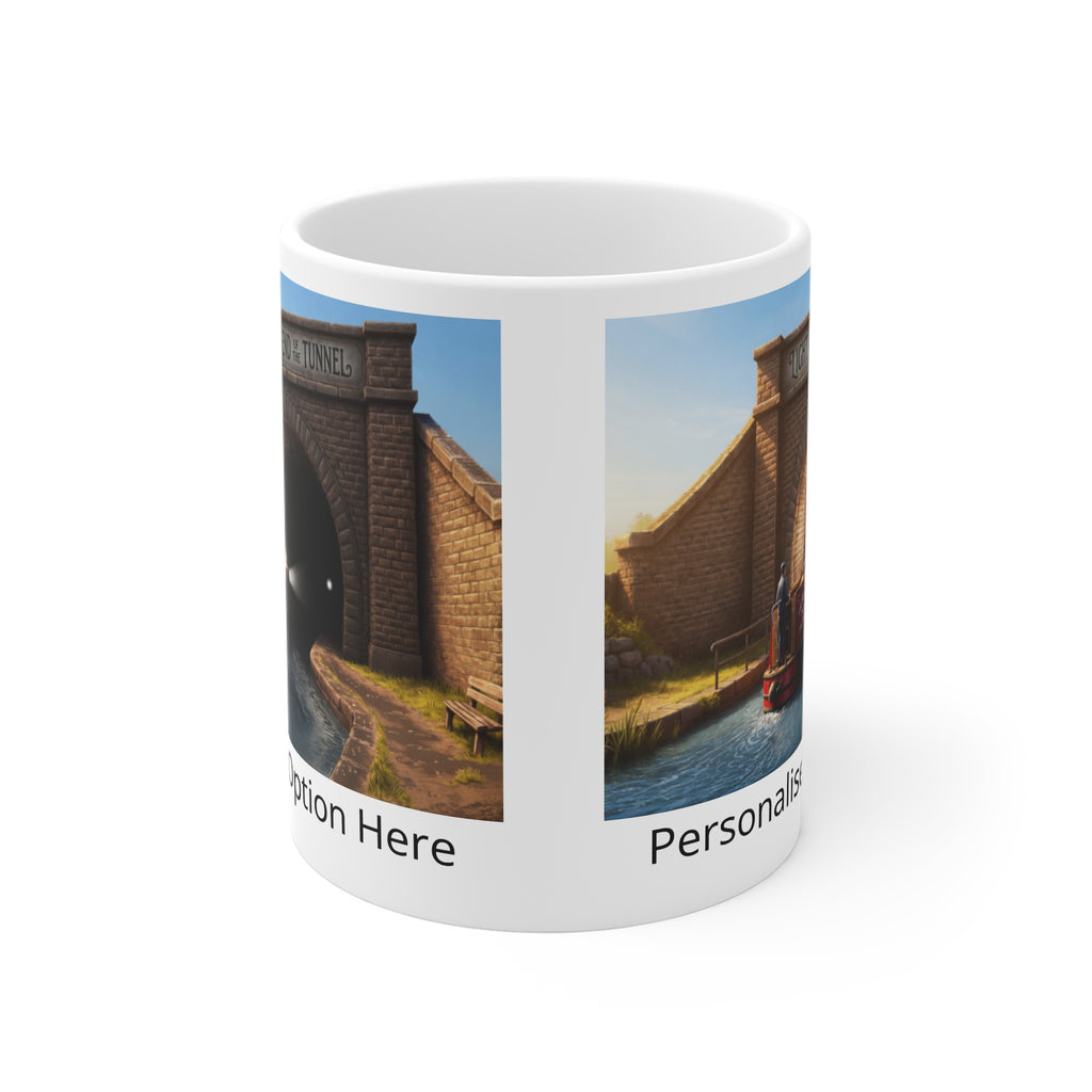 11oz Mug — 'Light at the End of the Tunnel' Canal Boat Scenic Coffee Cup (Customizable) Fat boris