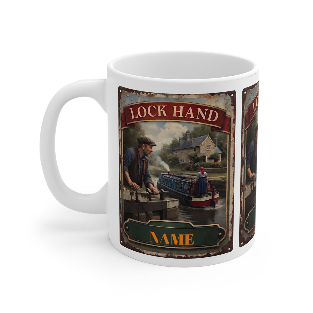 Lock Hand Canal Boat Mug — Personalised Narrowboat & Lockkeeper Coffee Cup Printify