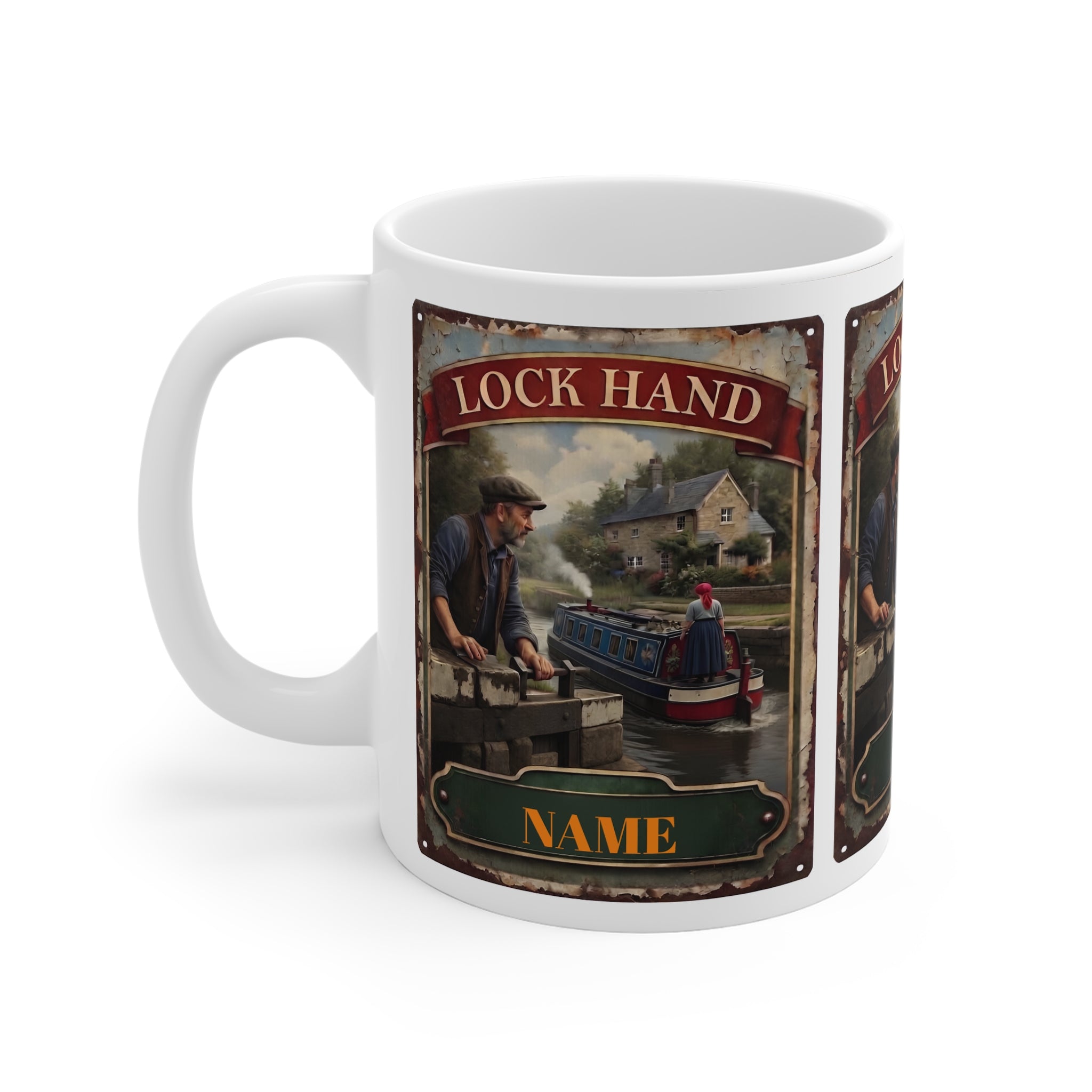 Lock Hand Canal Boat Mug — Personalised Narrowboat & Lockkeeper Coffee Cup Printify