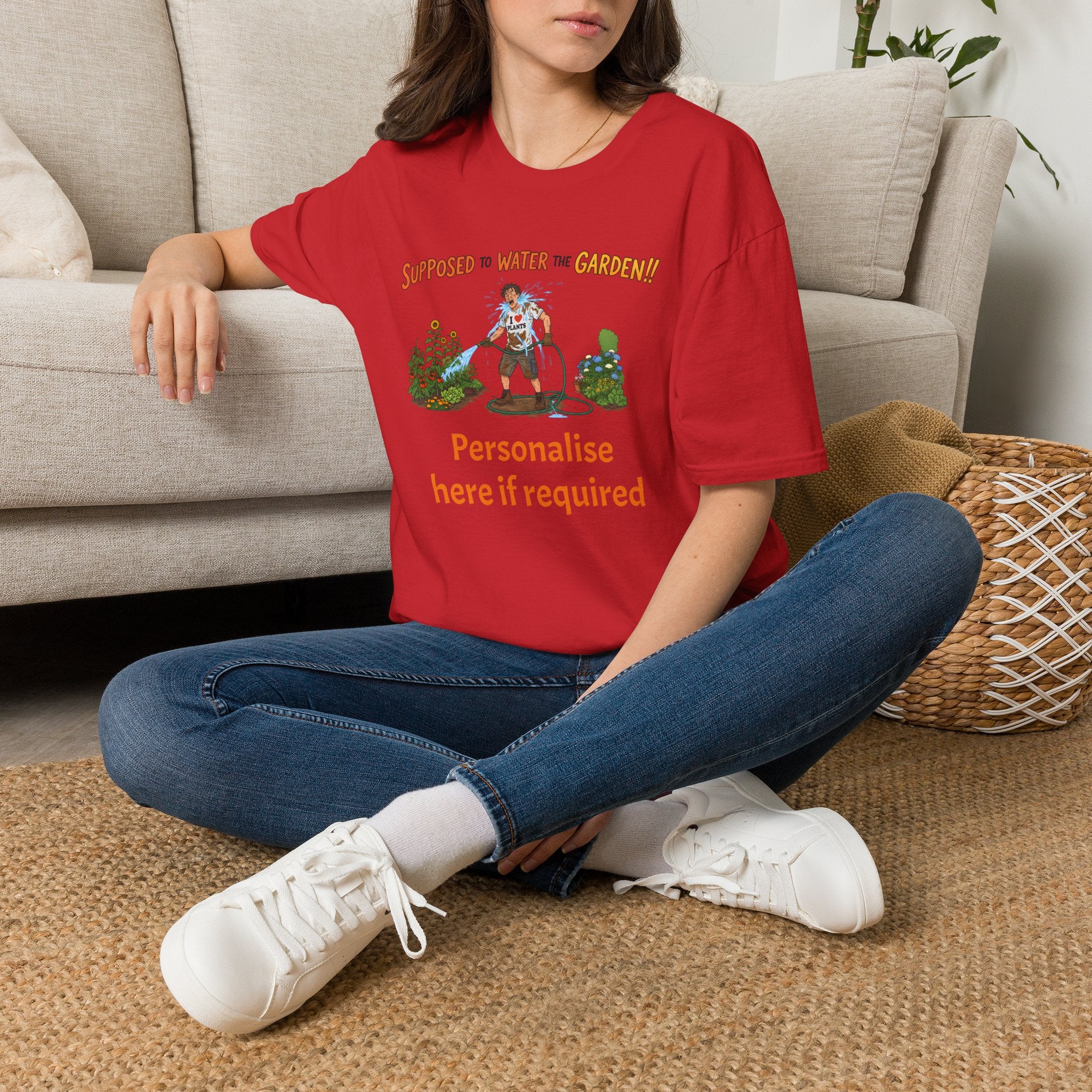 Garden Hose T‑Shirt — “Supposed to Water the Garden!!” Funny Gardener Tee -Personalise Option Printify