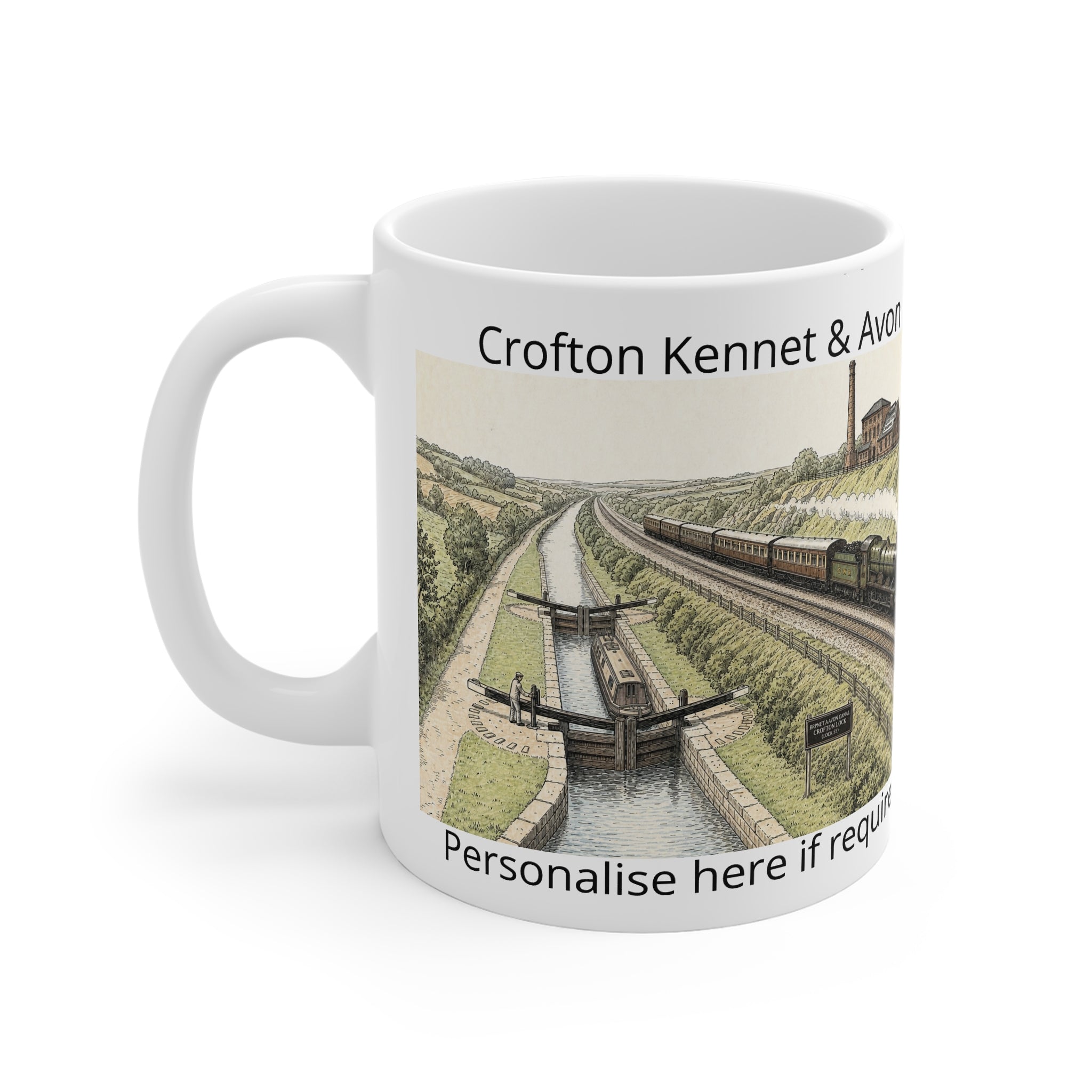 Personalised Crofton Kennet & Avon Vintage Railway & Canal Mug | Nostalgic Train & Lockscape Coffee Cup | Fat Boris Canal Collection Printify