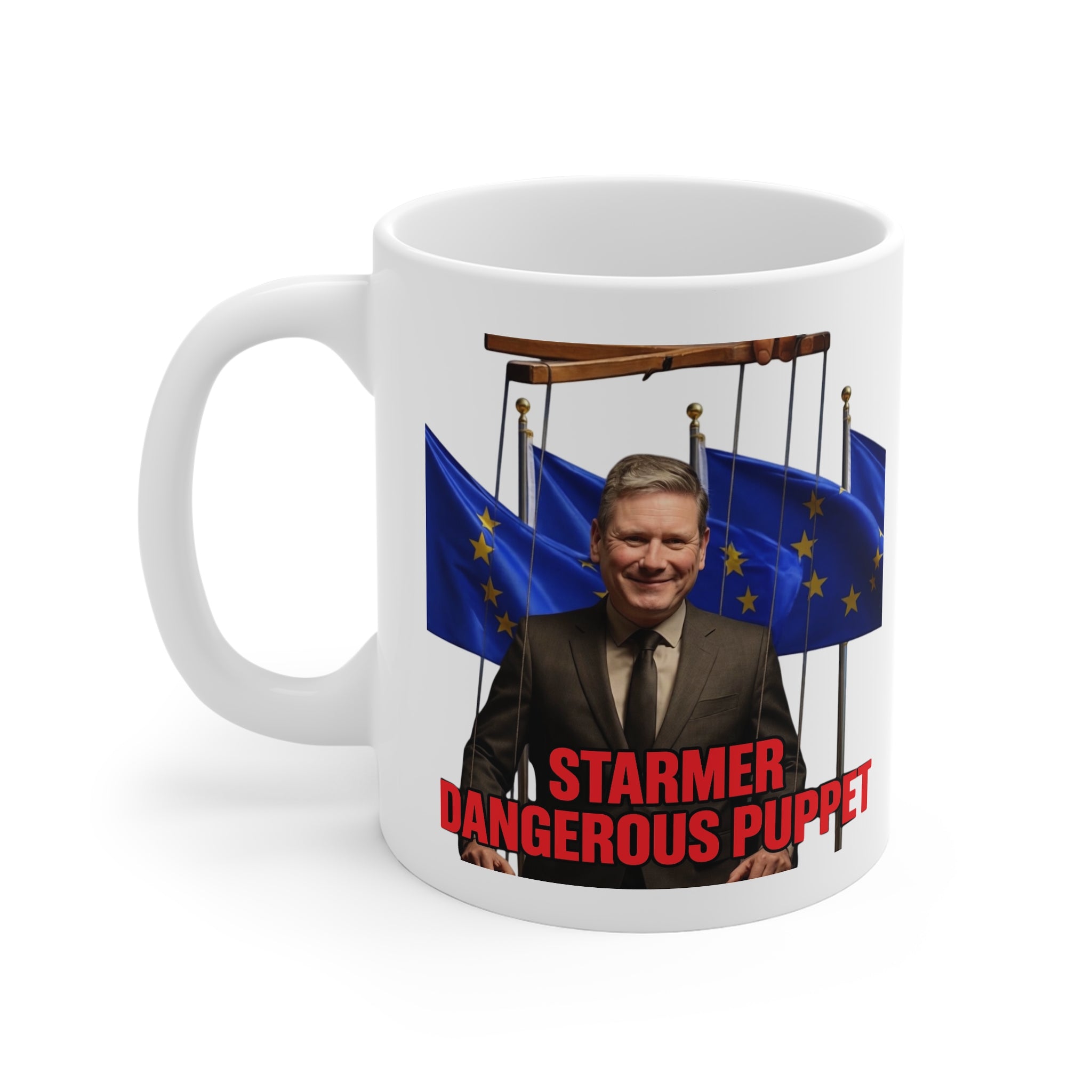 11oz Mug – "Starmer Dangerous Puppet" Political Coffee Mug with Puppet-Control Design