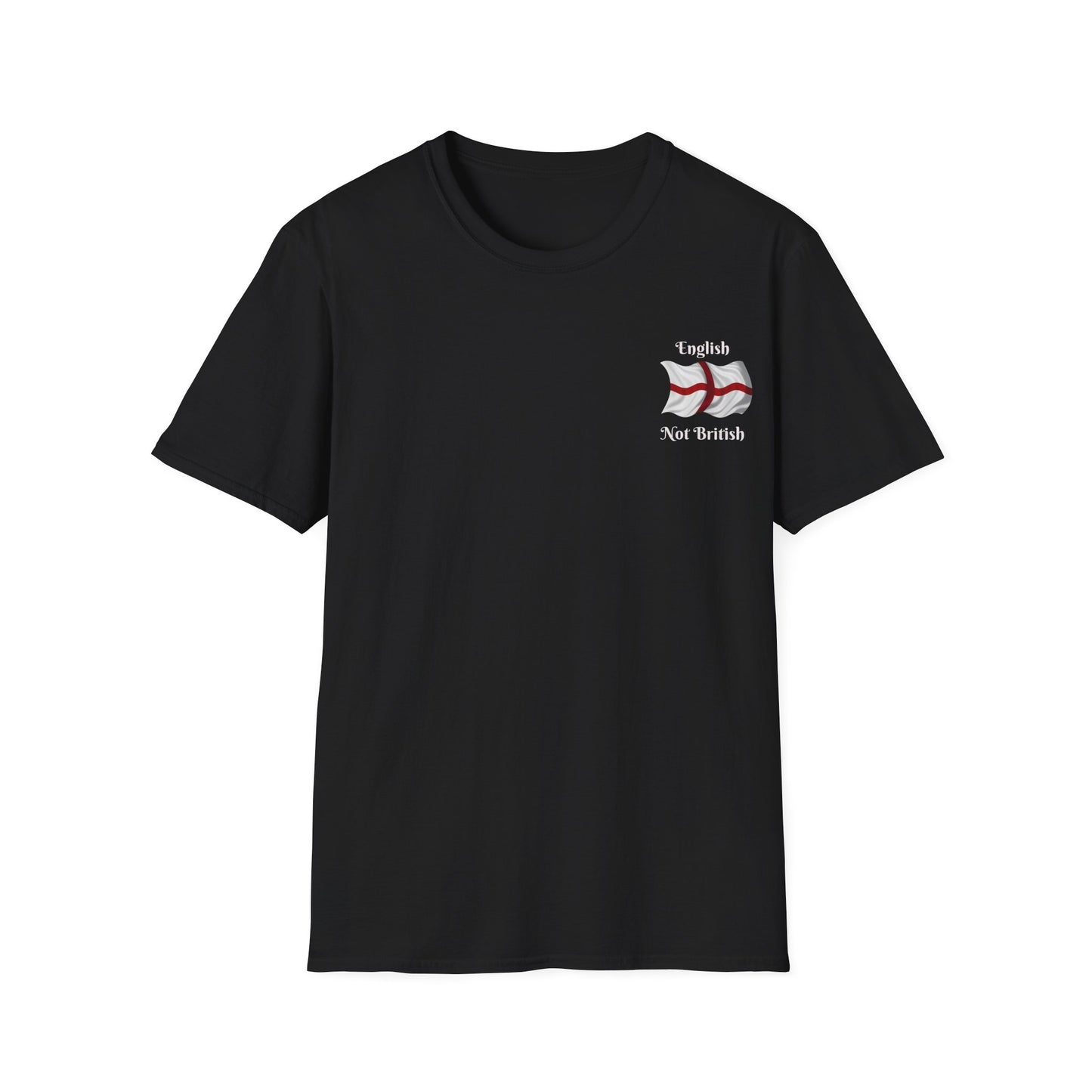 English-not-British, St-George-Flag, patriotic-black t shirt, England-pride, football-fan-tee, unisex-shirt, English-identity, bold-message