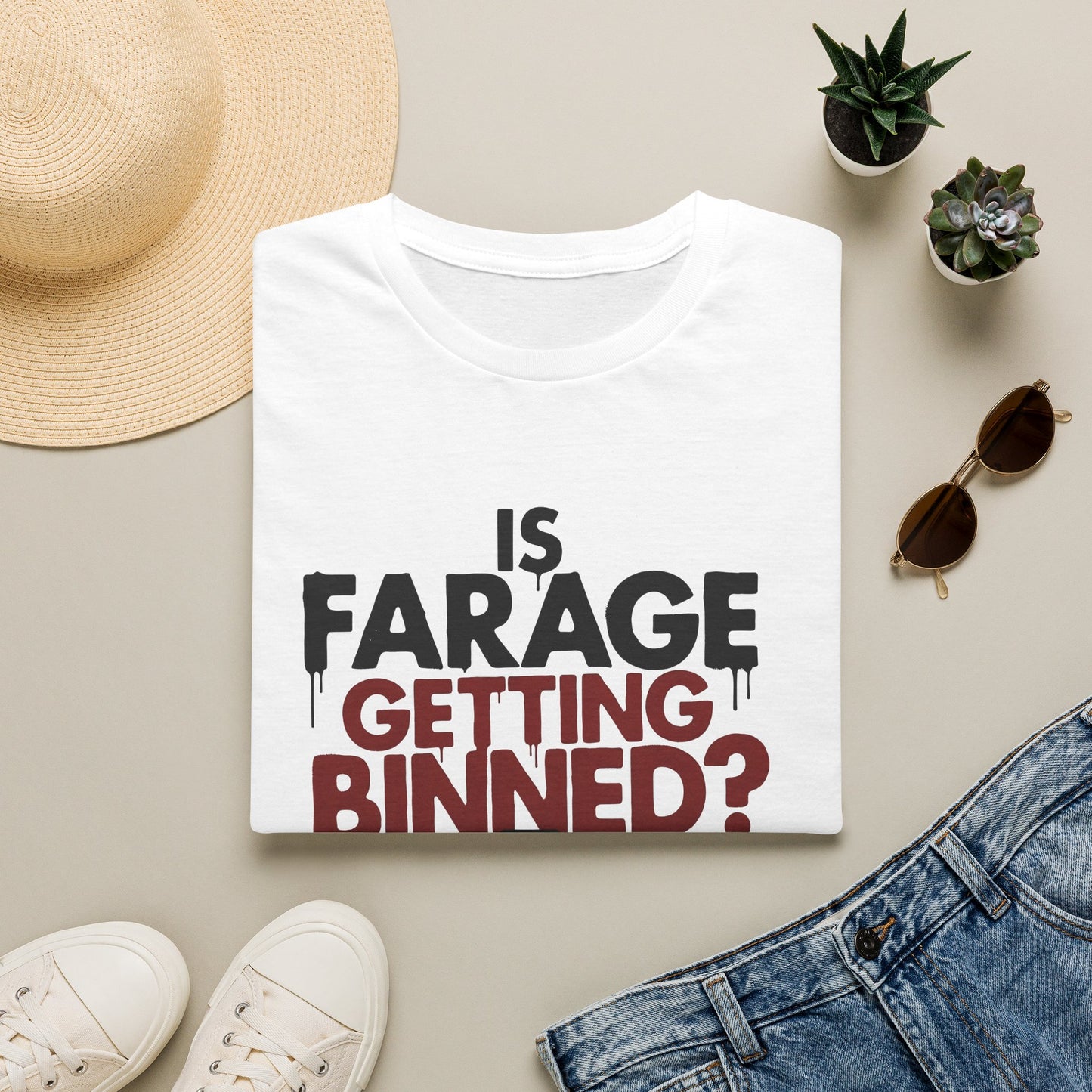 Is Farage Getting Binned? Political Satire T-Shirt | Nigel Farage Count Binface Meme Printify