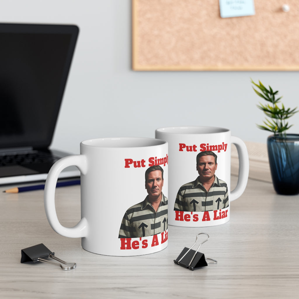 Kier Starmer — "Simply Put He's a Liar" Graphic 11oz  Coffee Mug Printify