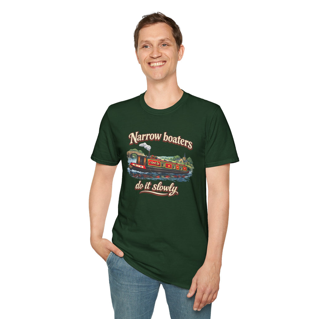 Narrow Boaters Do It Slowly T-Shirt — Canal Boat Vintage Graphic Tee Printify