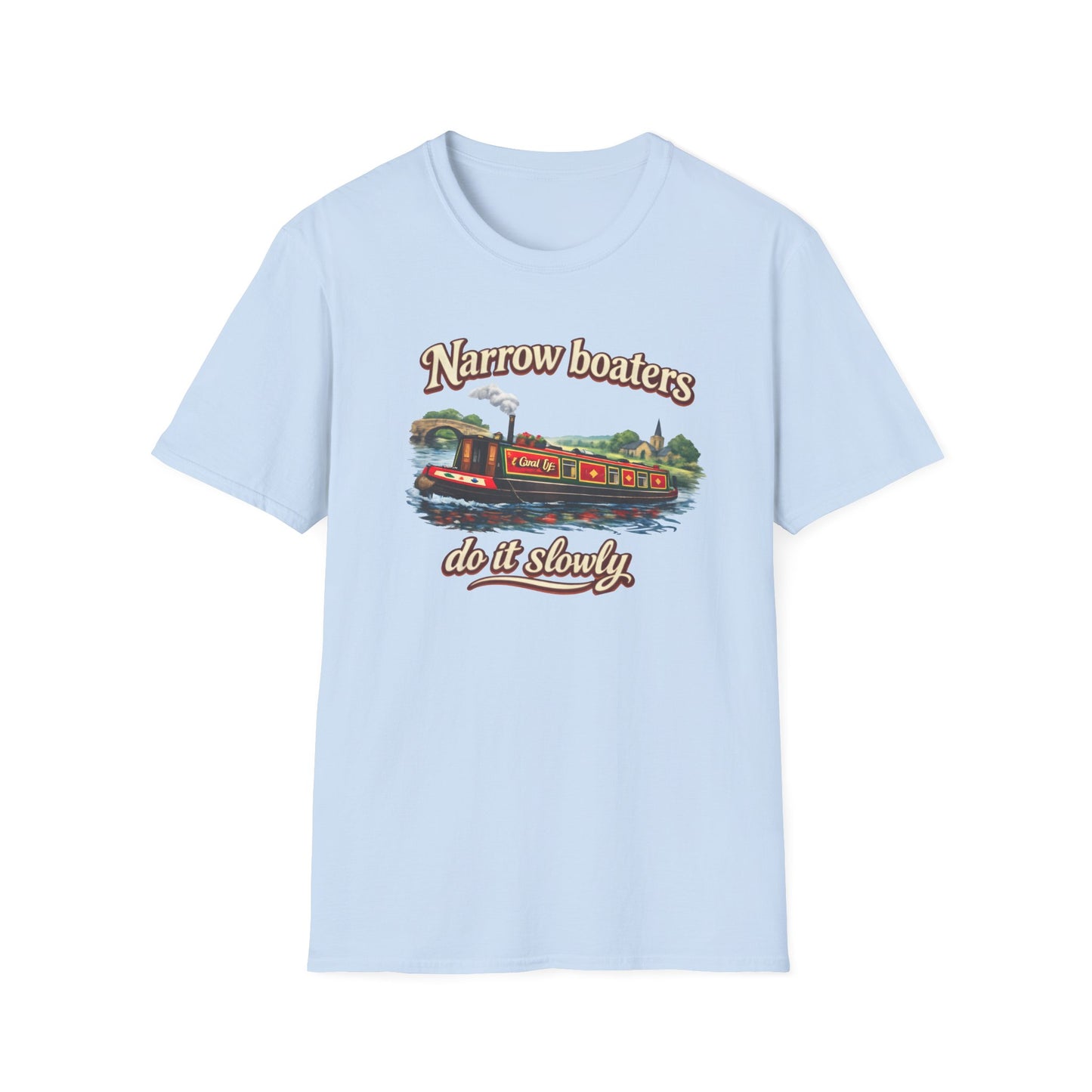 Narrow Boaters Do It Slowly T-Shirt — Canal Boat Vintage Graphic Tee Printify